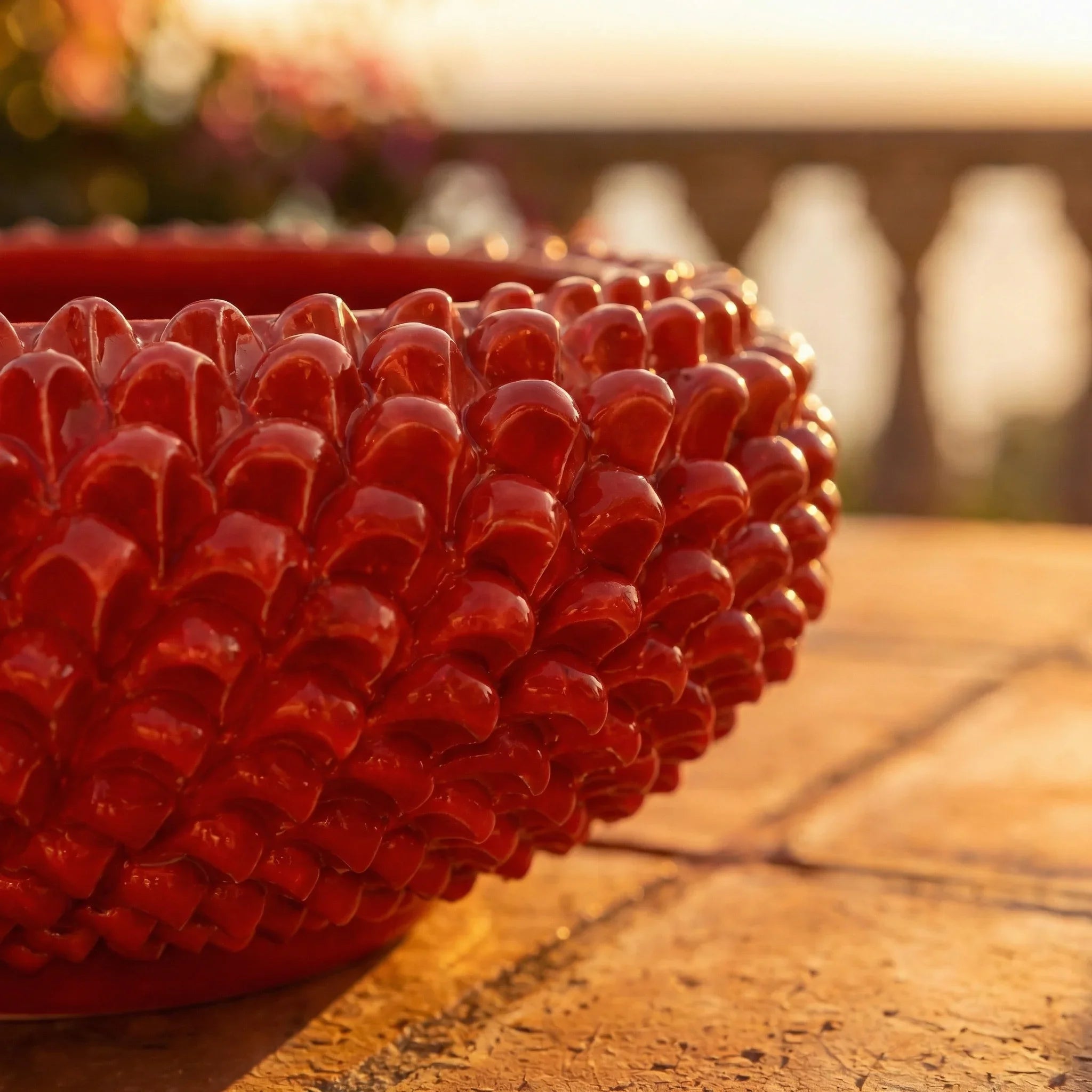 Italian Pine Cone Centerpiece Ø 25/33 cm / Ø 10-13", Fire Red – Italian pine cone ceramic from Caltagirone, Sicily