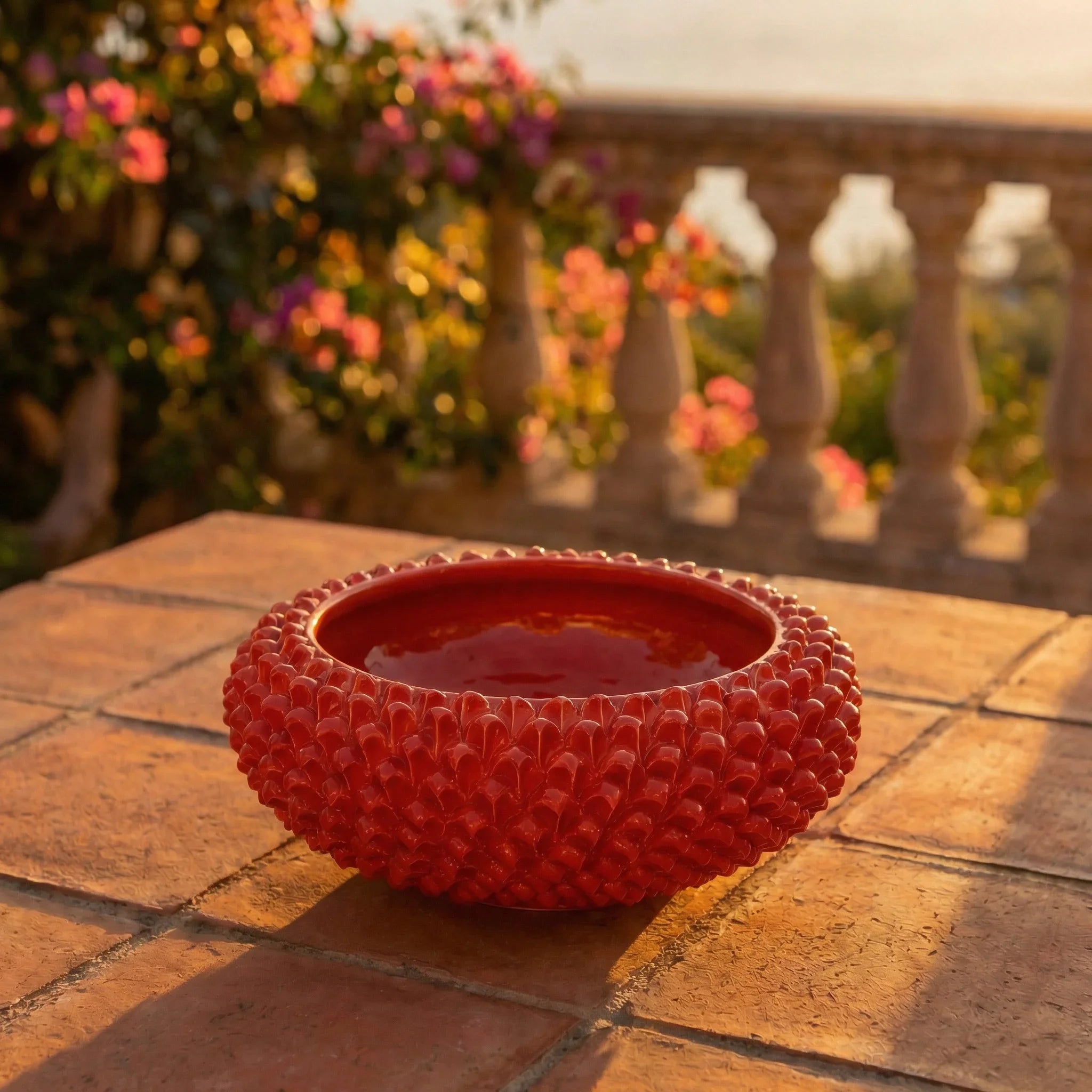 Italian Pine Cone Centerpiece Ø 25/33 cm / Ø 10-13", Fire Red – Italian pine cone ceramic from Caltagirone, Sicily