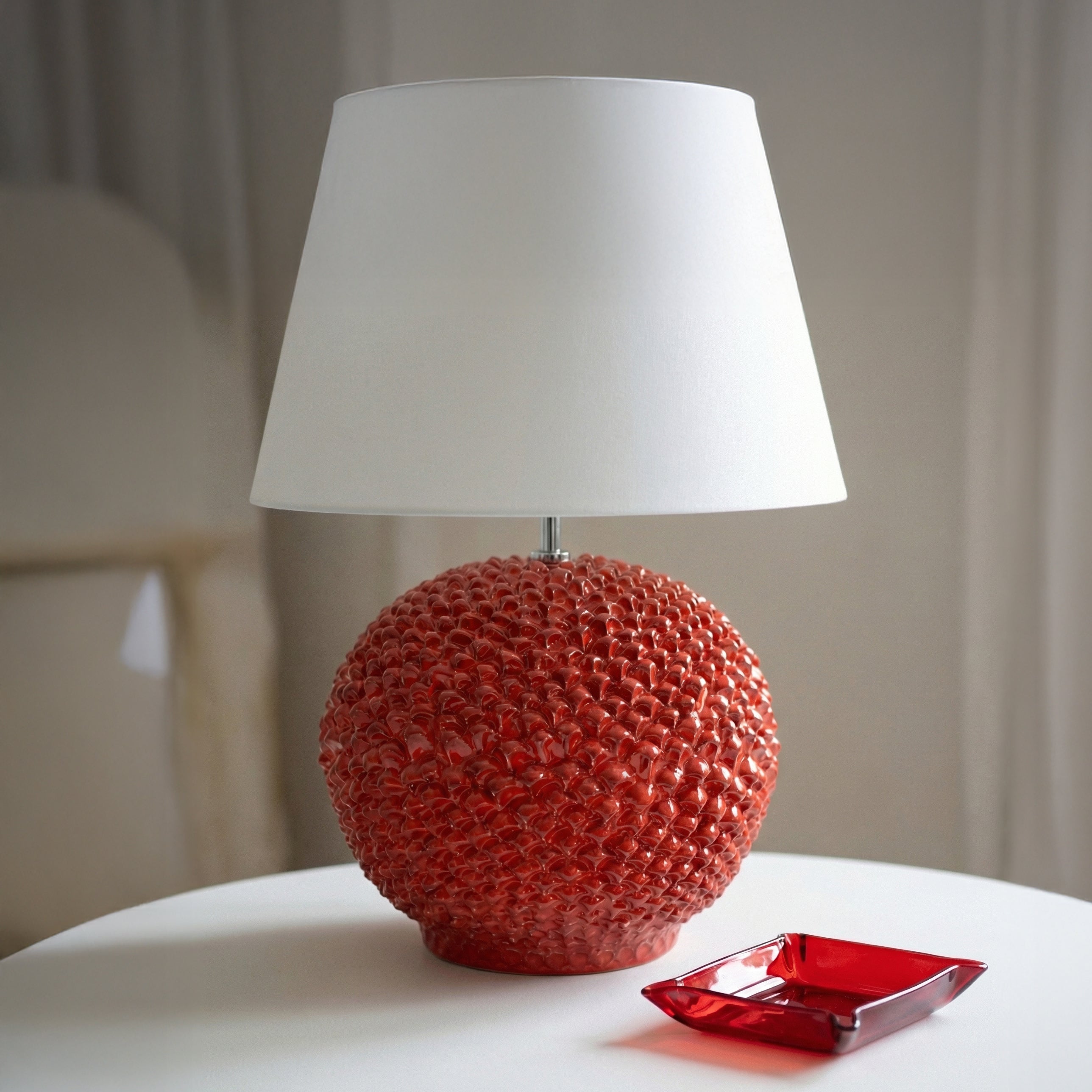 Italian Ceramic Lamp, Fire Red – Caltagirone Ceramic – Italian ceramic lamp tradition