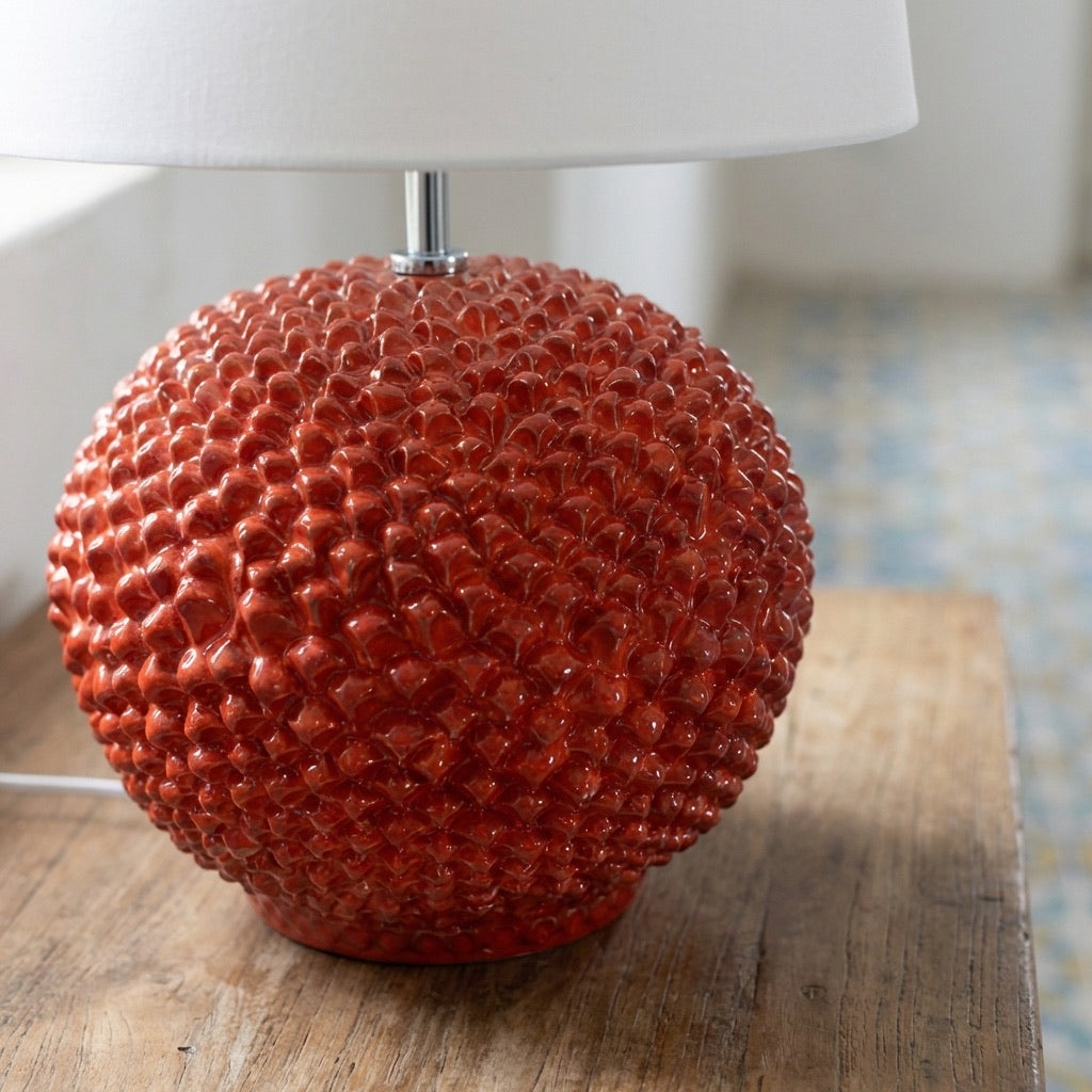 Italian Ceramic Lamp, Fire Red – Caltagirone Ceramic – Italian ceramic lamp tradition