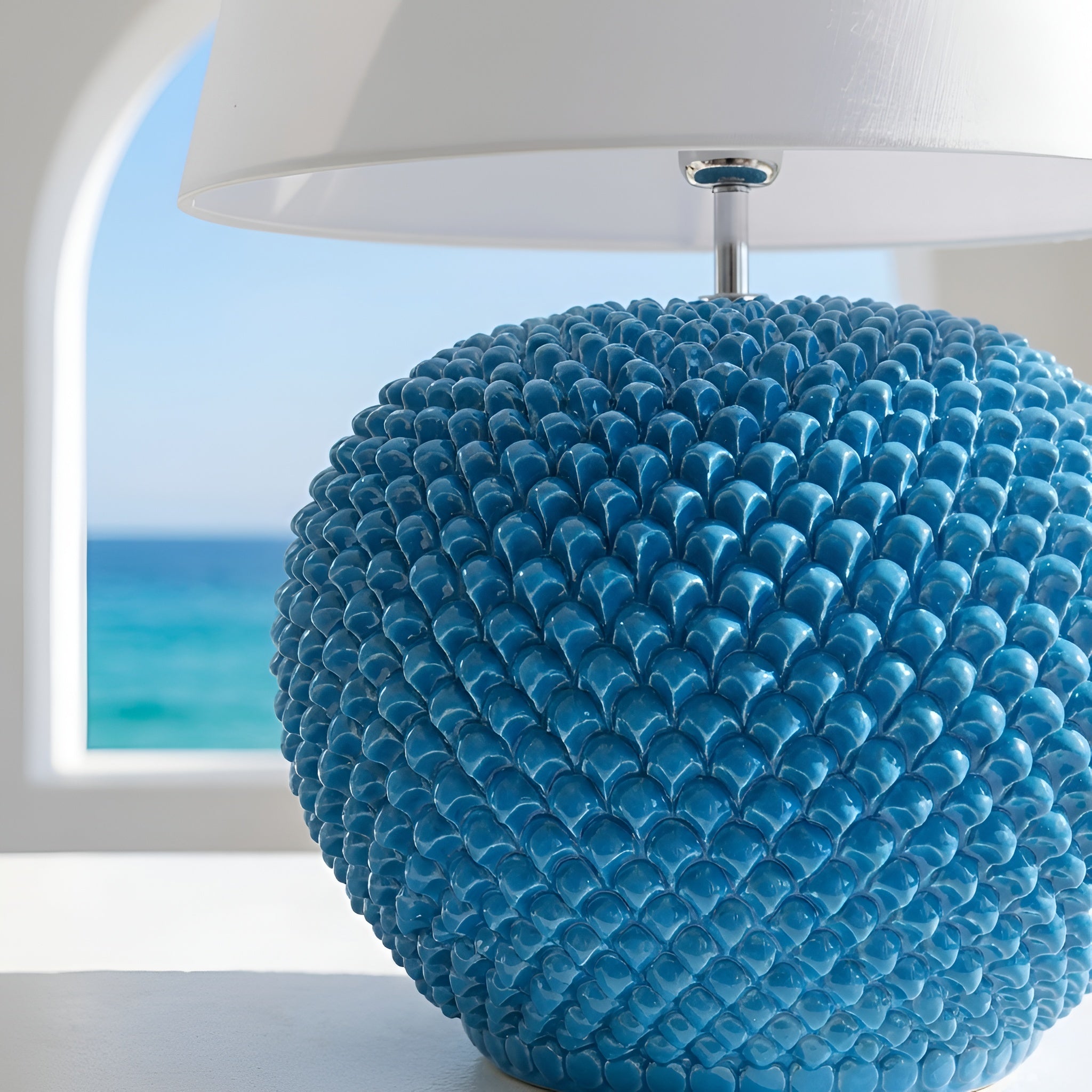 Italian Ceramic Lamp, Turquoise – Caltagirone Ceramic – Italian ceramic lamp tradition