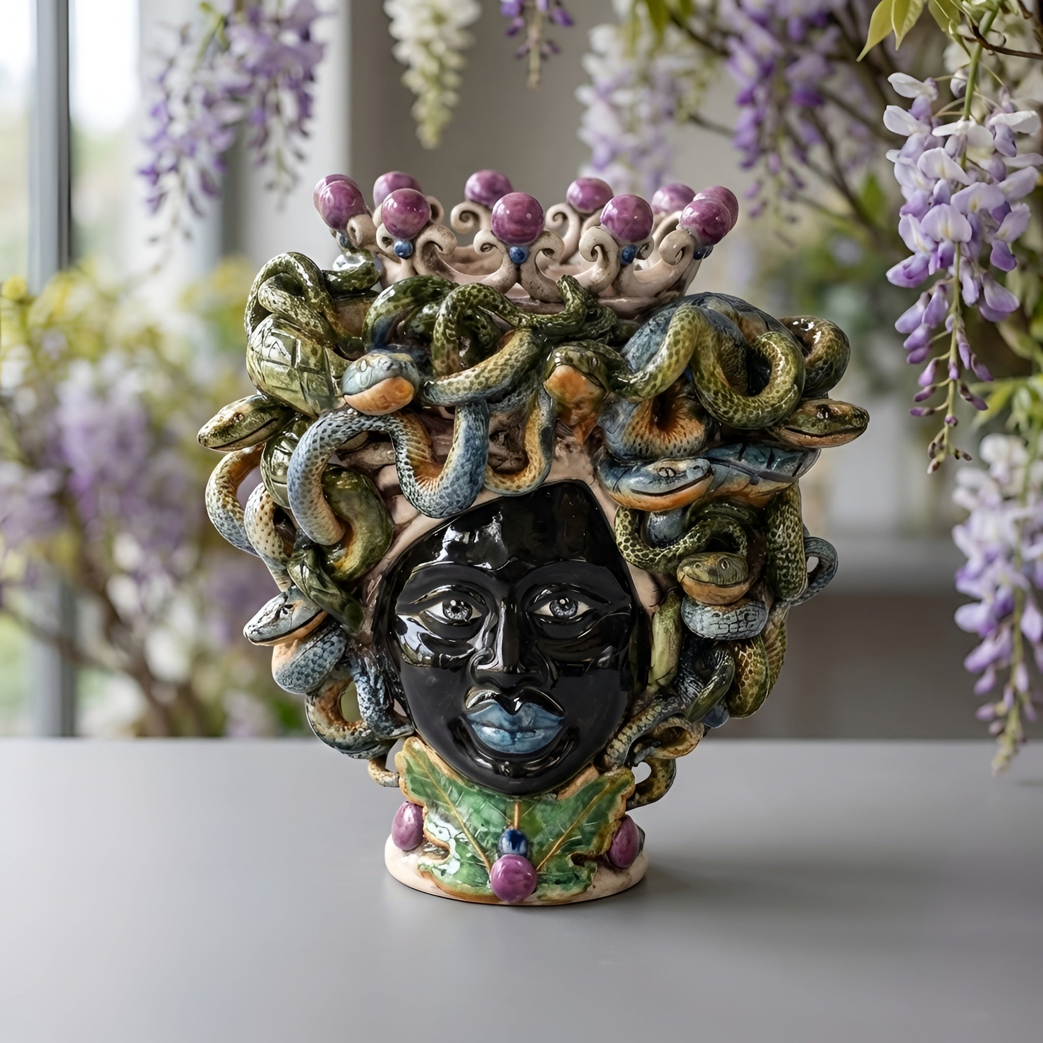Medusa Head Vase H 20 cm / 7.9" – Testa di Moro from Caltagirone, Sicily