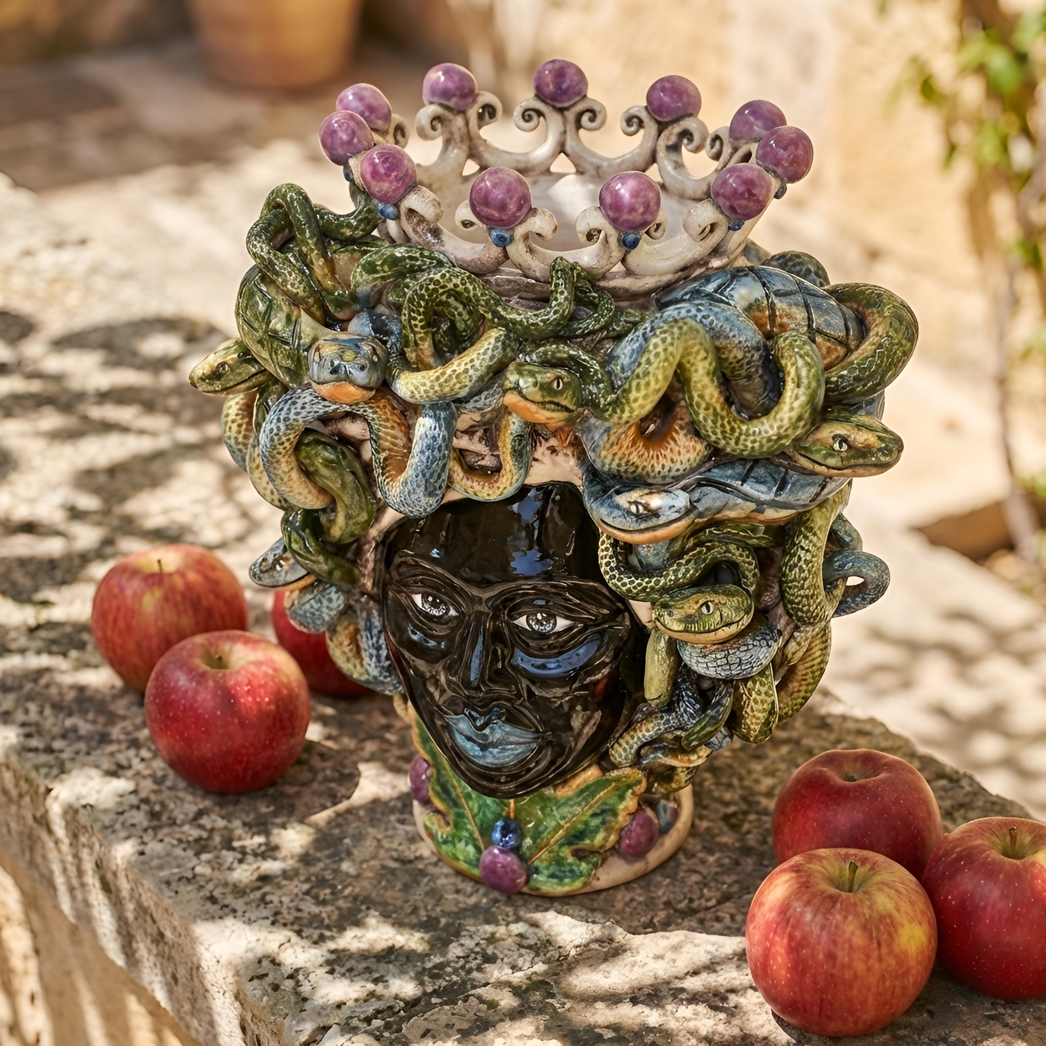 Medusa Head Vase H 20 cm / 7.9" – Testa di Moro from Caltagirone, Sicily
