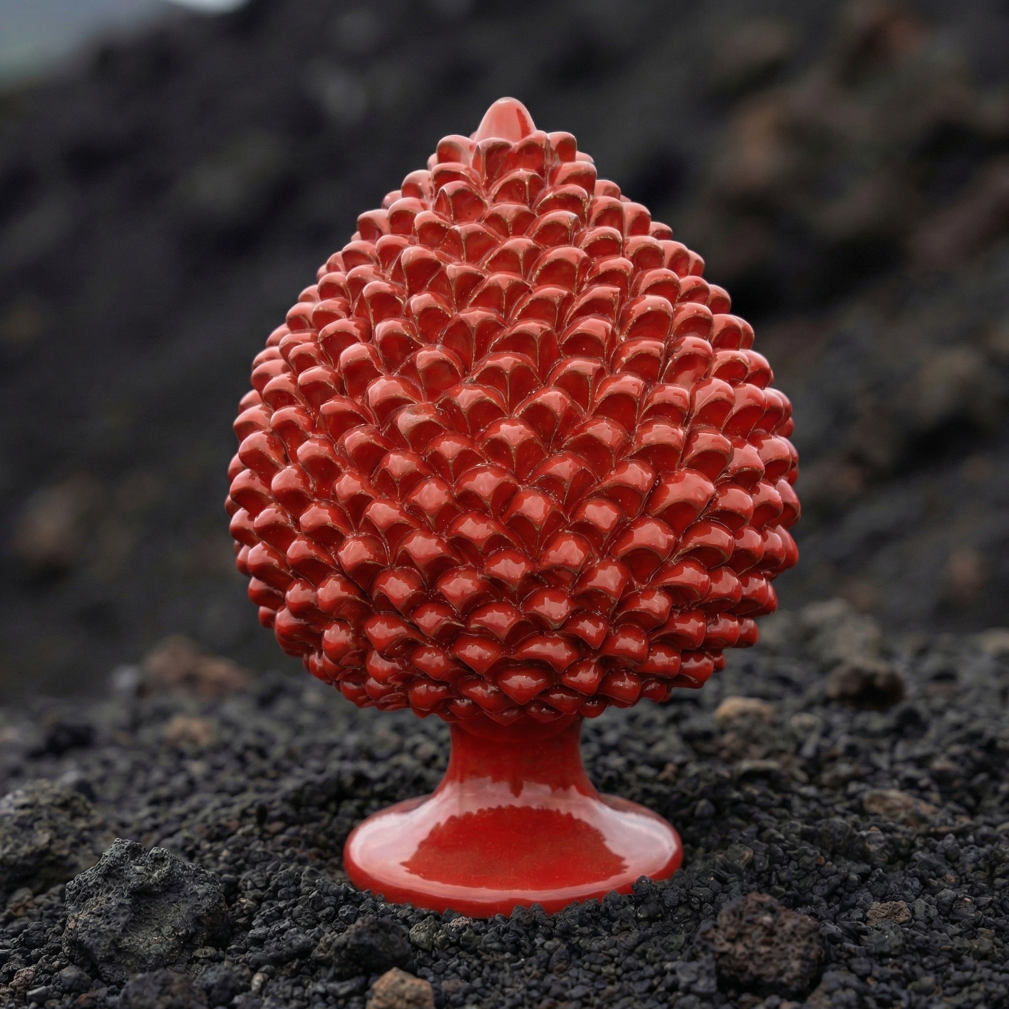 Sicilian Pine Cone H 15/40 cm / 6-16", Fire Red – Sicilian tradition from Caltagirone