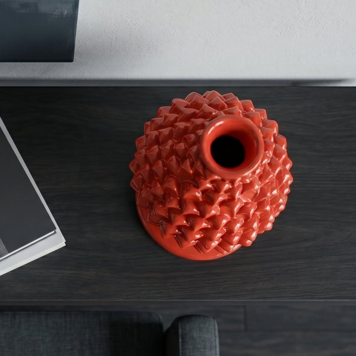 Sicilian Pine Cone Candle Holder H 18 cm / 7.1", Fire Red – Sicilian tradition from Caltagirone