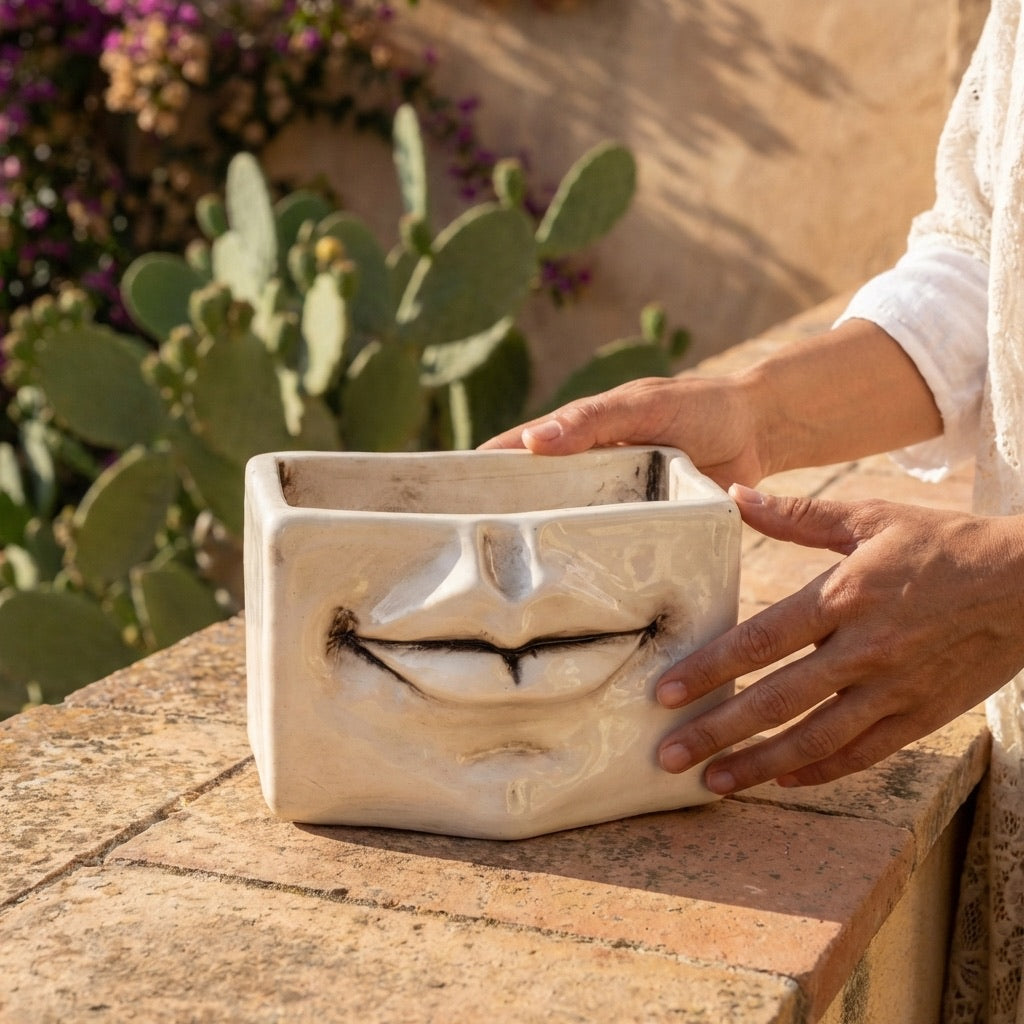 Sicilian Decorative Ceramic Box, Antique Mother of Pearl – Italian ceramic from Caltagirone, Sicily