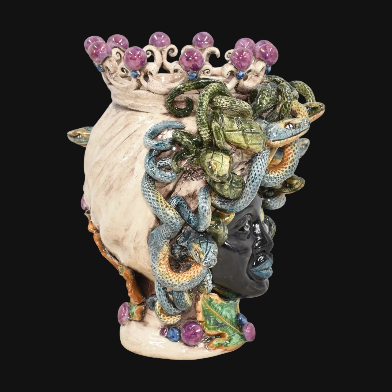 Medusa Head Vase H 20 cm / 7.9" – Testa di Moro from Caltagirone, Sicily
