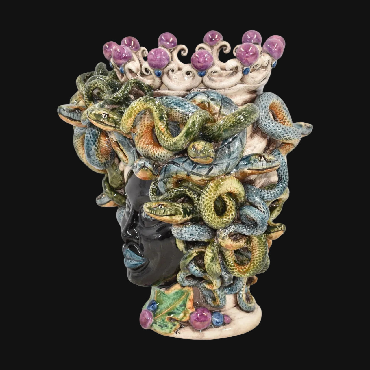 Medusa Head Vase H 20 cm / 7.9" – Testa di Moro from Caltagirone, Sicily