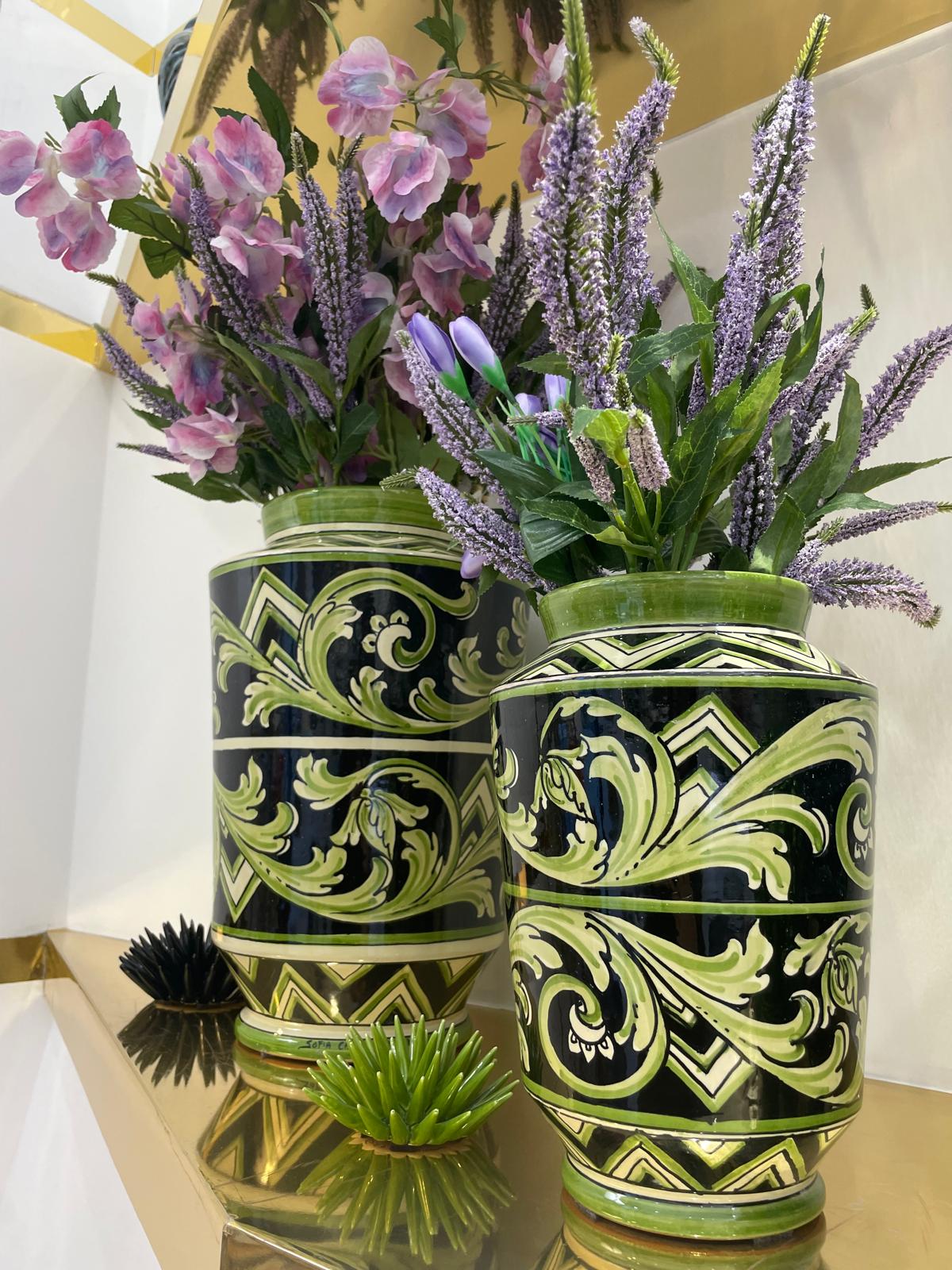 Italian Ceramic Vase, Linea Parigi – Sicilian majolica handcrafted in Caltagirone