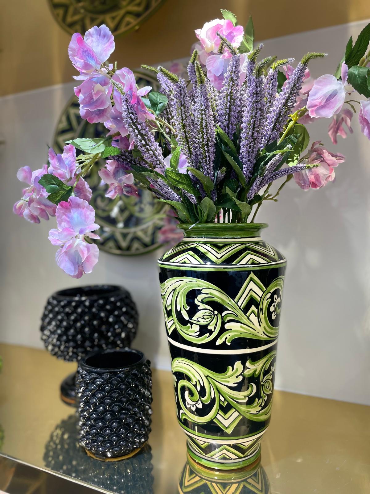 Italian Ceramic Vase, Linea Parigi – Sicilian majolica handcrafted in Caltagirone