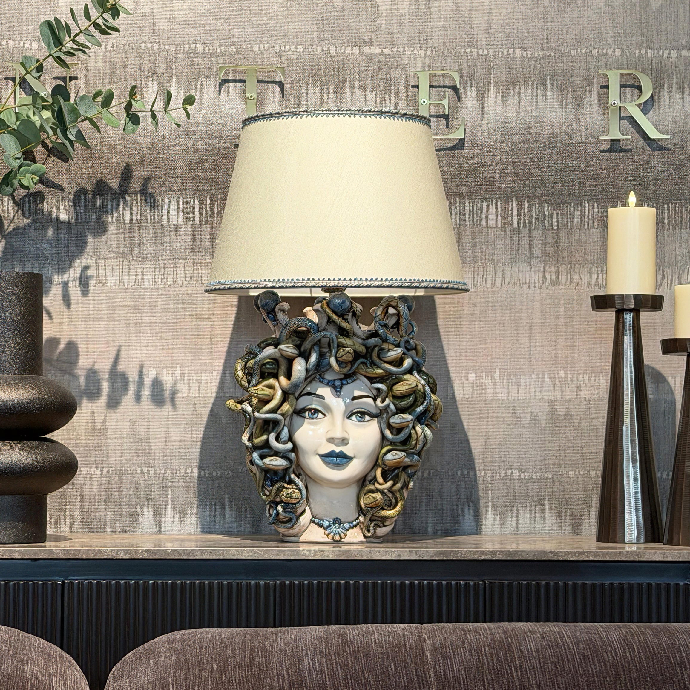 Medusa Head Vase H 65 cm / 25.6", Woman – Testa di Moro from Caltagirone, Sicily