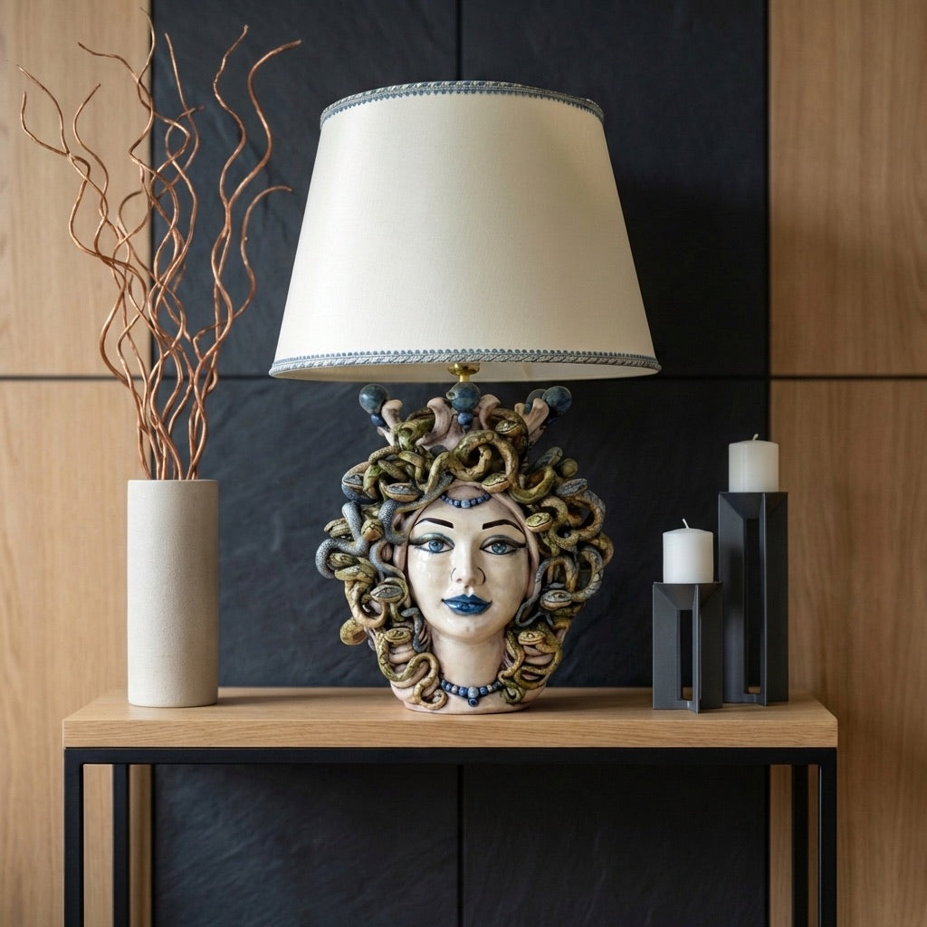 Medusa Head Vase H 65 cm / 25.6", Woman – Testa di Moro from Caltagirone, Sicily