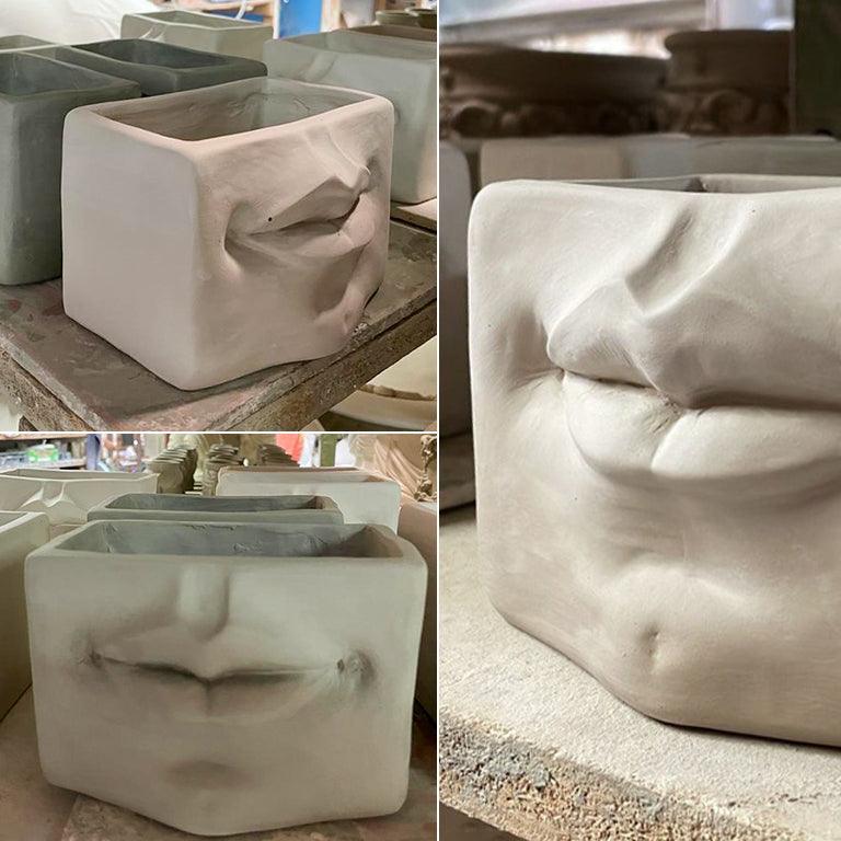 Scatola con espressione black line labbra arancio - Ceramica artistica di Caltagirone - Ceramiche di Caltagirone Sofia