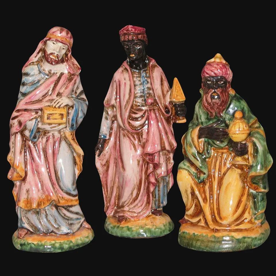 Set Re Magi presepe ceramiche Caltagirone fatti a mano, tradizione artigianale siciliana