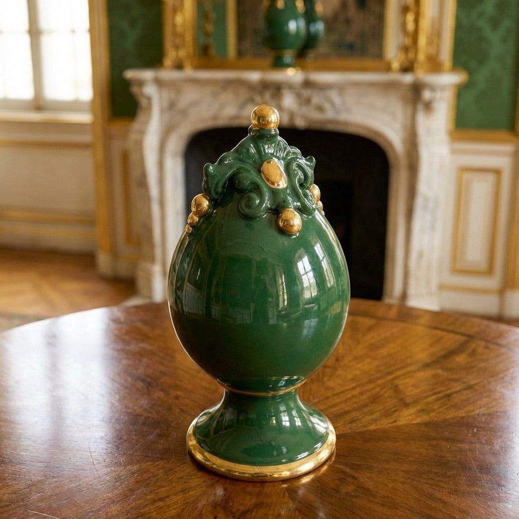 Sicilian Decorative Ceramic Egg H 18 cm / 7.1", Plastico Sofia – Caltagirone Ceramic – Sicilian artisan tradition