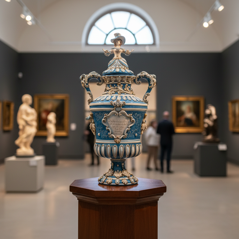 Large Italian Floor Vase, Mono Blue, Limited Edition – Caltagirone Ceramic – Sicilian artisan tradition