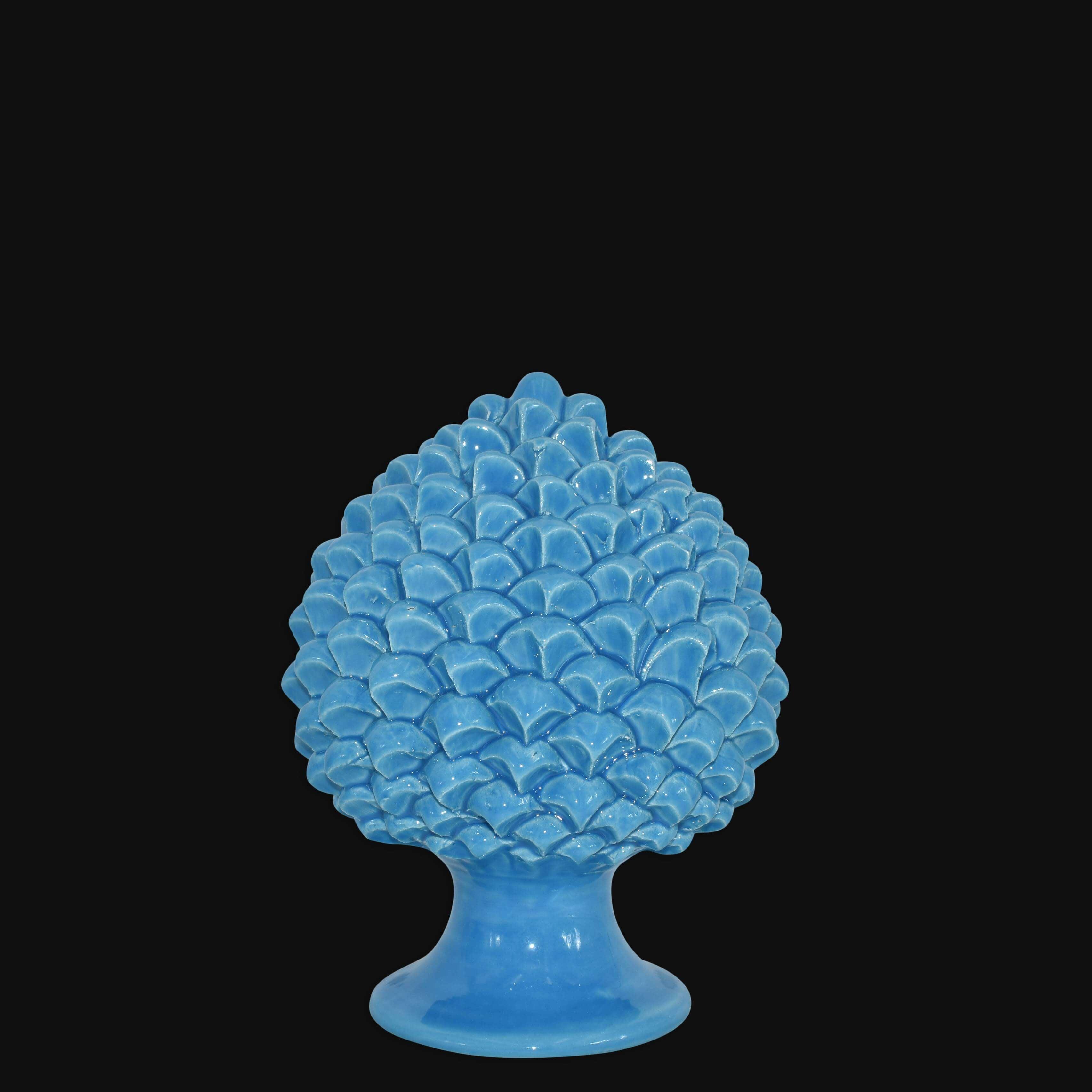 Ceramica di Caltagirone azzurra fatta a mano con motivo a scaglie, pezzo unico artigianale