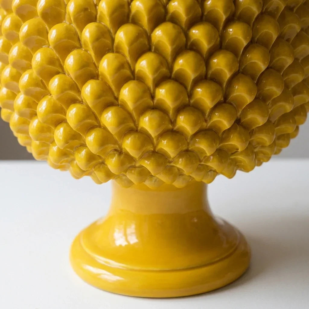 Half Pine Cone Vase, Mustard – Italian ceramic from Caltagirone, Sicily