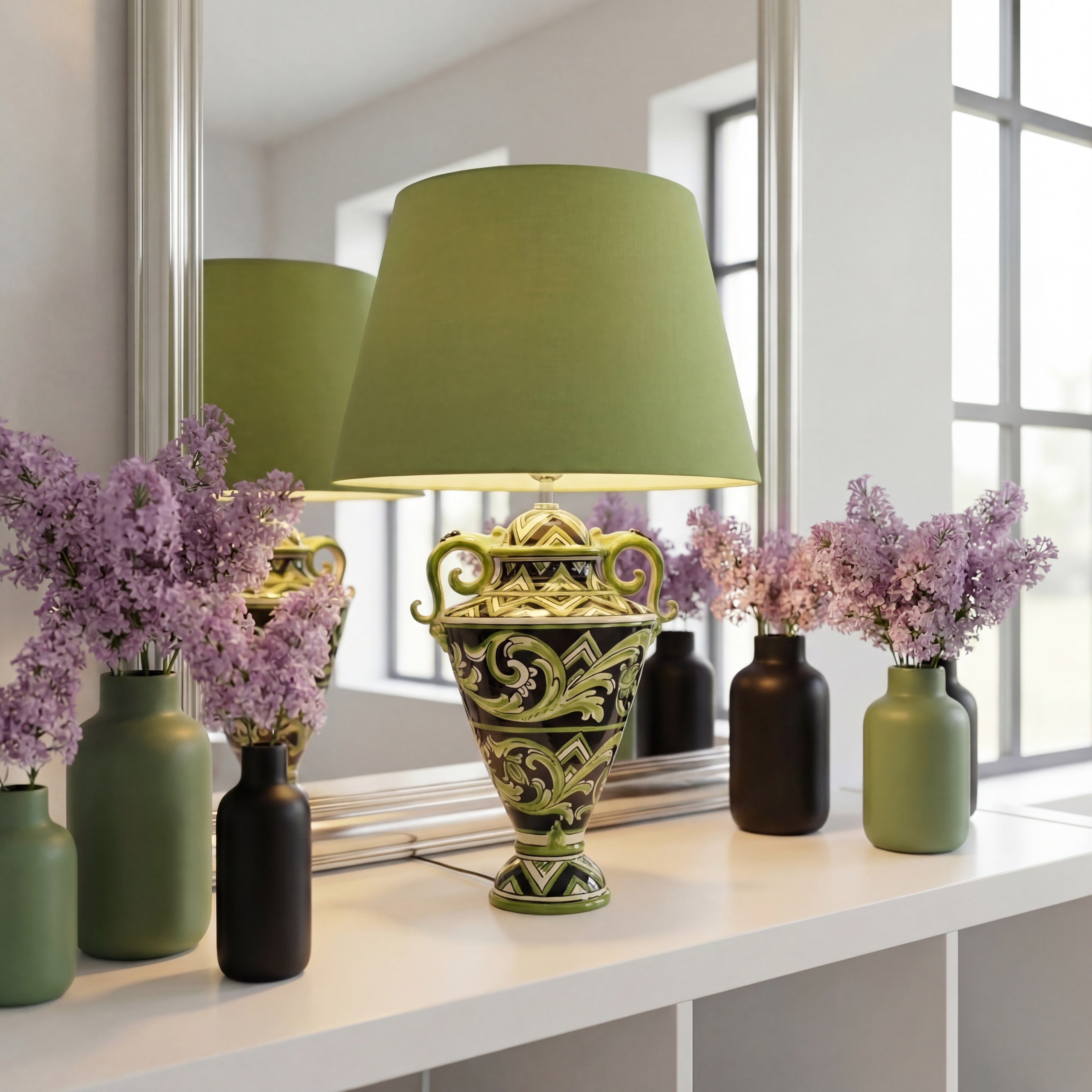 Italian Ceramic Lamp H 35 cm / 13.8", Linea Parigi – Caltagirone Ceramic – Italian ceramic lamp tradition