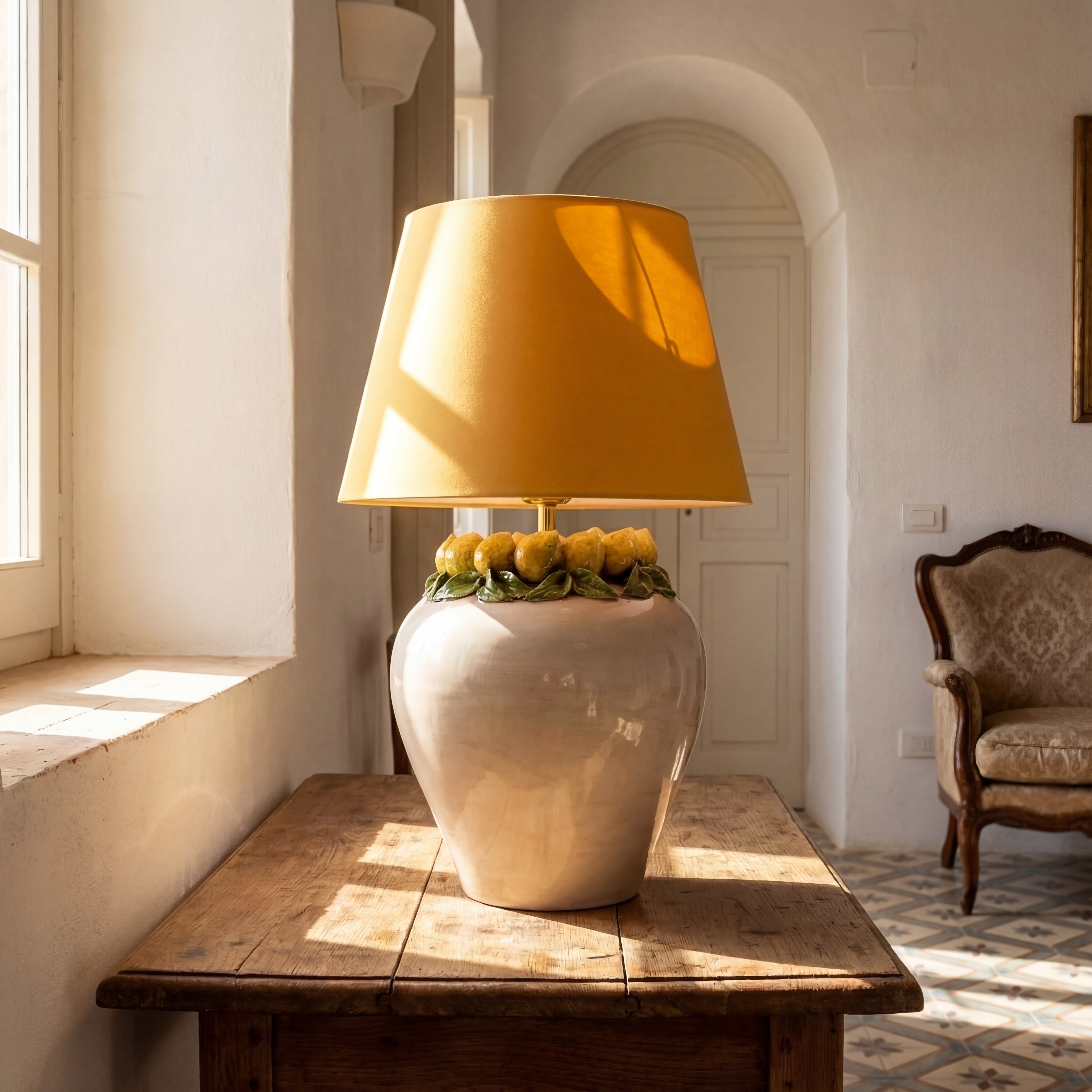 Sicilian Round Ball Lamp H 27 cm / 10.6" – Italian ceramic from Caltagirone, Sicily