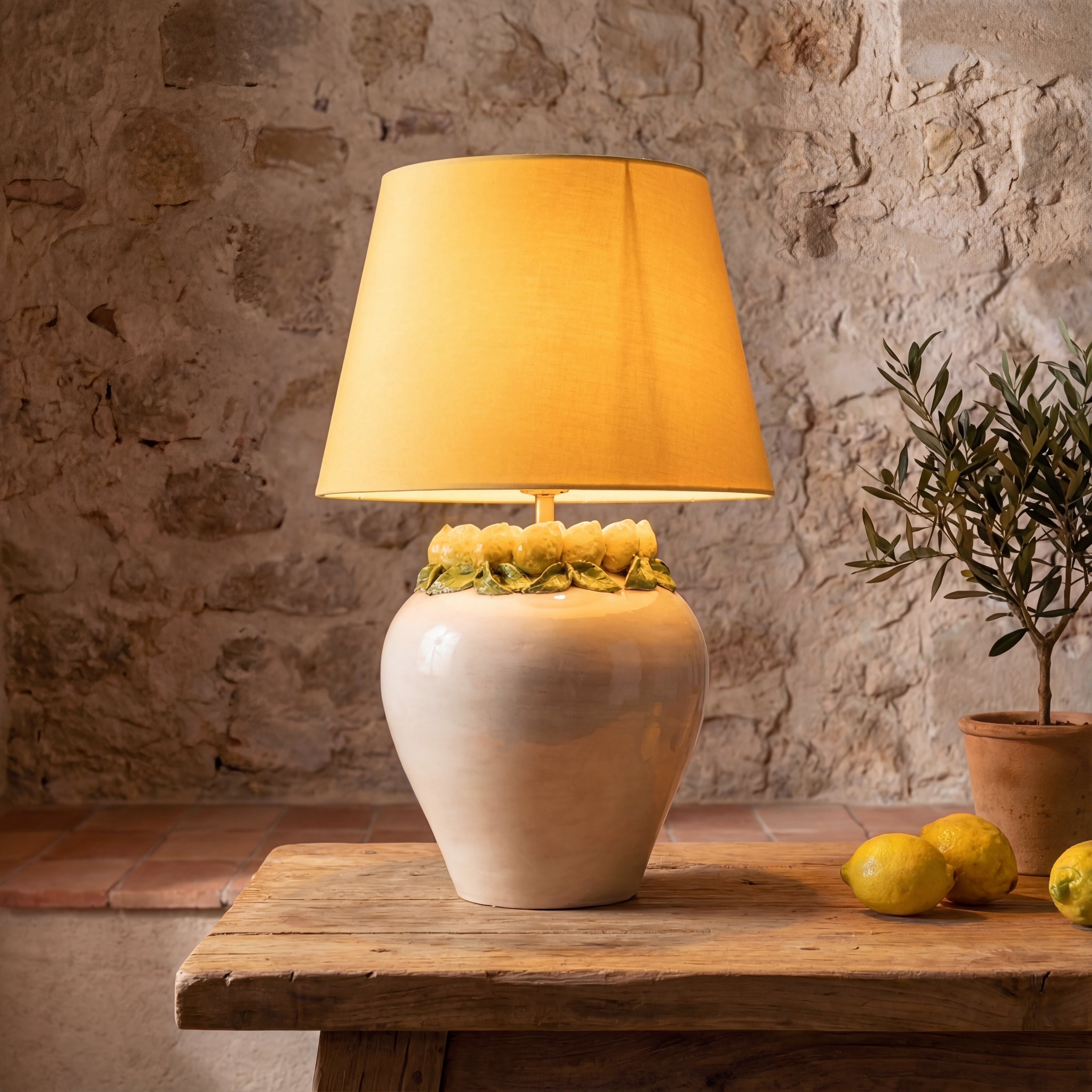 Sicilian Round Ball Lamp H 27 cm / 10.6" – Italian ceramic from Caltagirone, Sicily