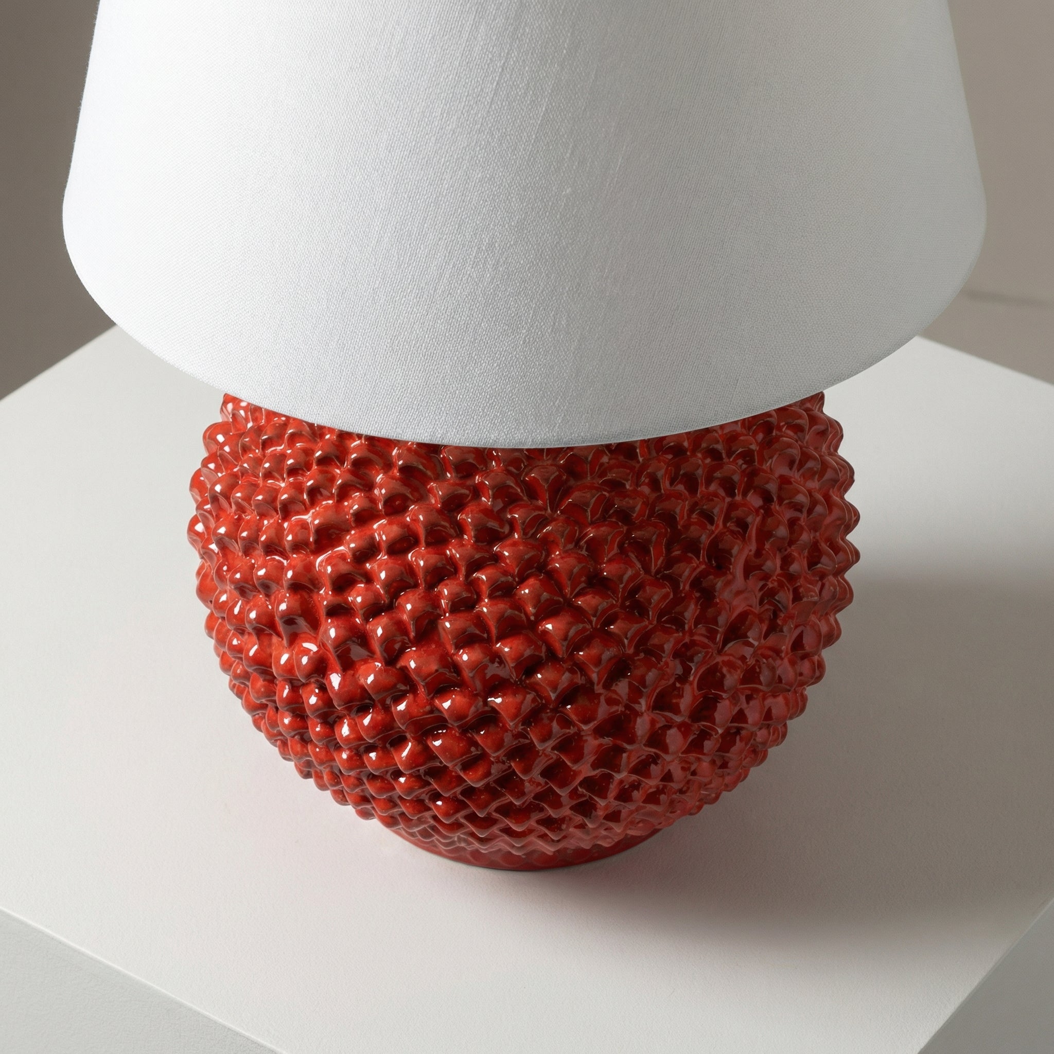 Italian Ceramic Lamp, Fire Red – Caltagirone Ceramic – Italian ceramic lamp tradition