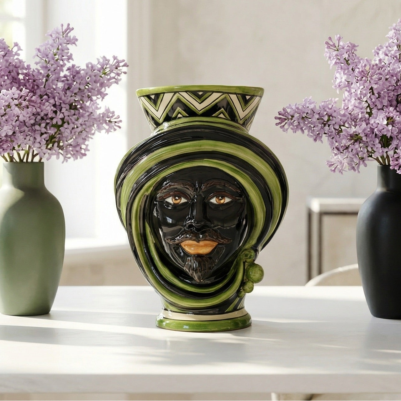 Sicilian Moor's Head H 30 cm / 11.8", Linea Parigi – Testa di Moro from Caltagirone, Sicily