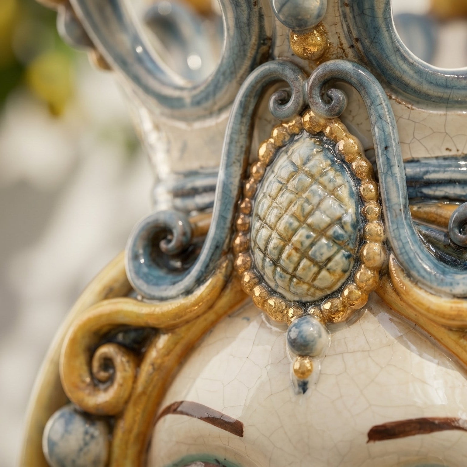 Sicilian Moor's Head H 38 cm / 15", Woman, Blue and Orange – Testa di Moro from Caltagirone, Sicily