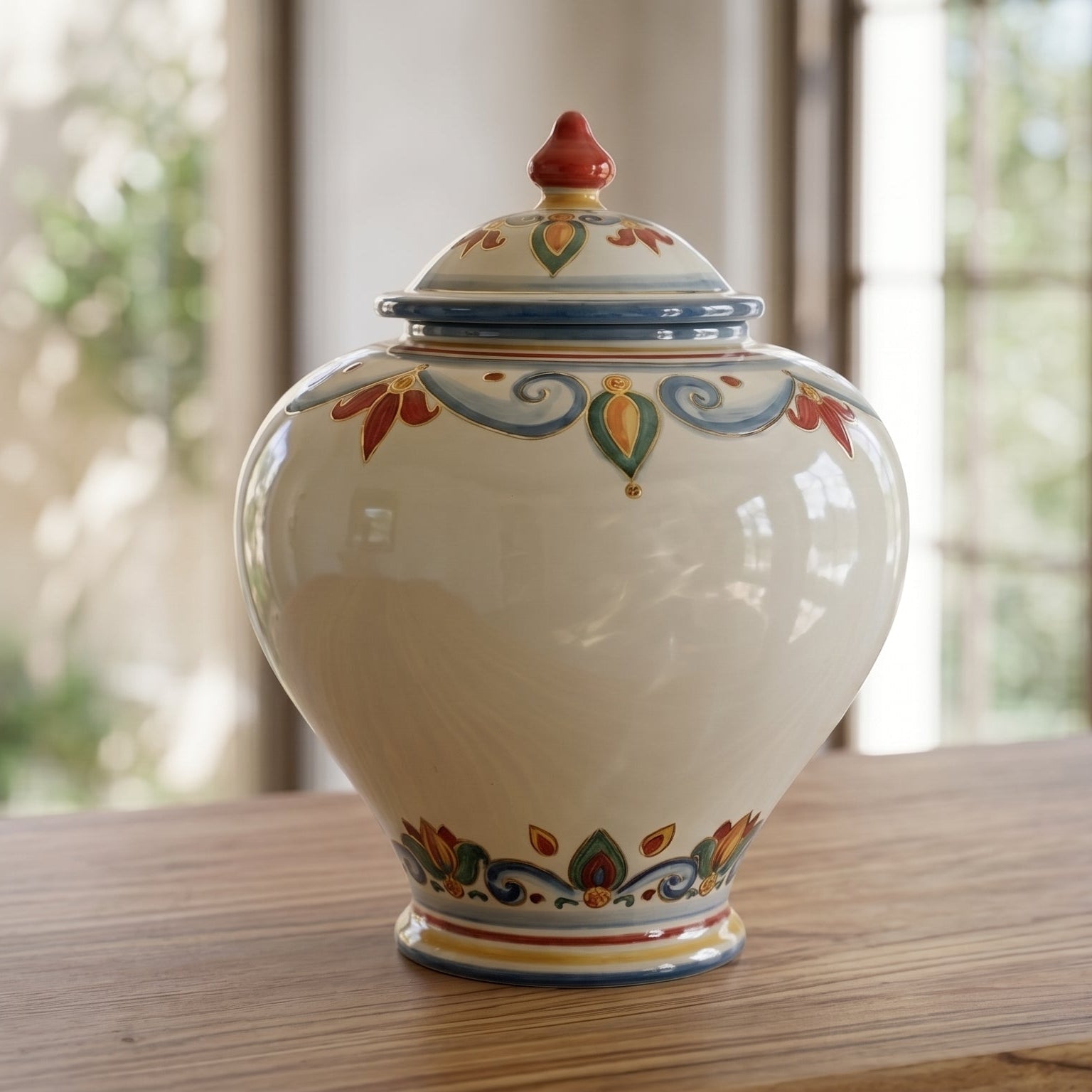 Italian Potiche Vase H 25 cm / 9.8", Decoro Sicily – Sicilian majolica handcrafted in Caltagirone