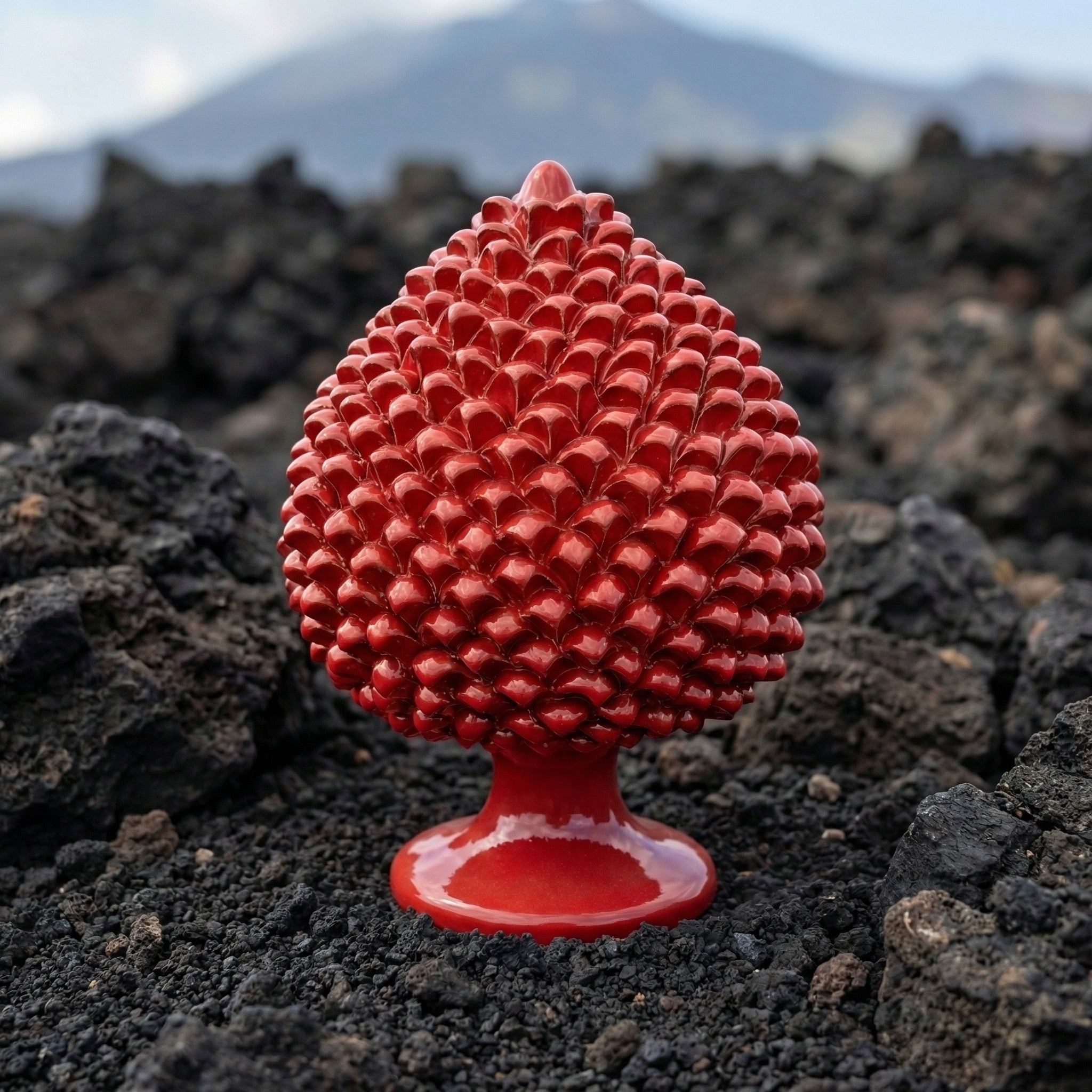 Sicilian Pine Cone H 15/40 cm / 6-16", Fire Red – Sicilian tradition from Caltagirone