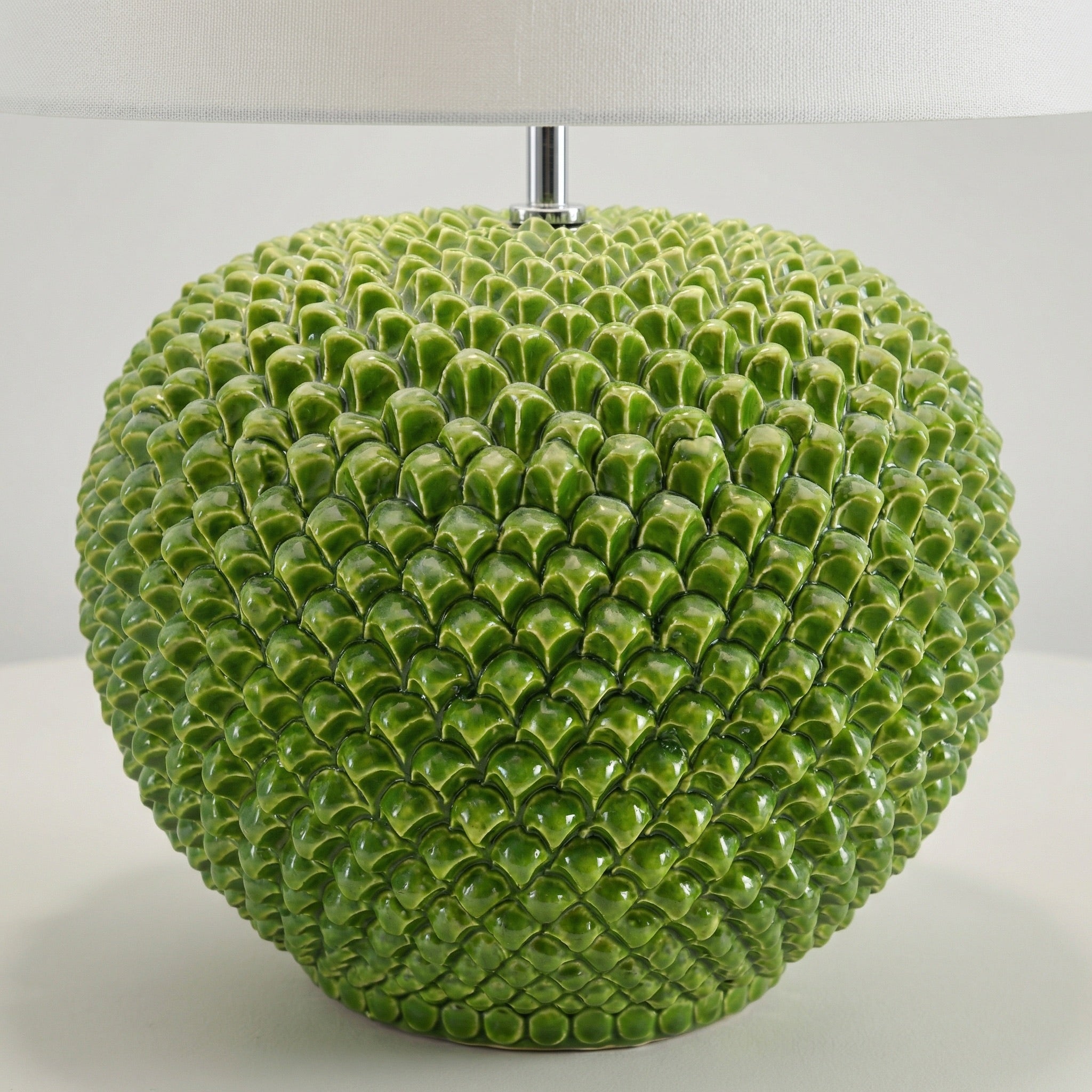 Italian Ceramic Lamp, Leaf Green – Sicilian ceramic lamp handcrafted in Caltagirone