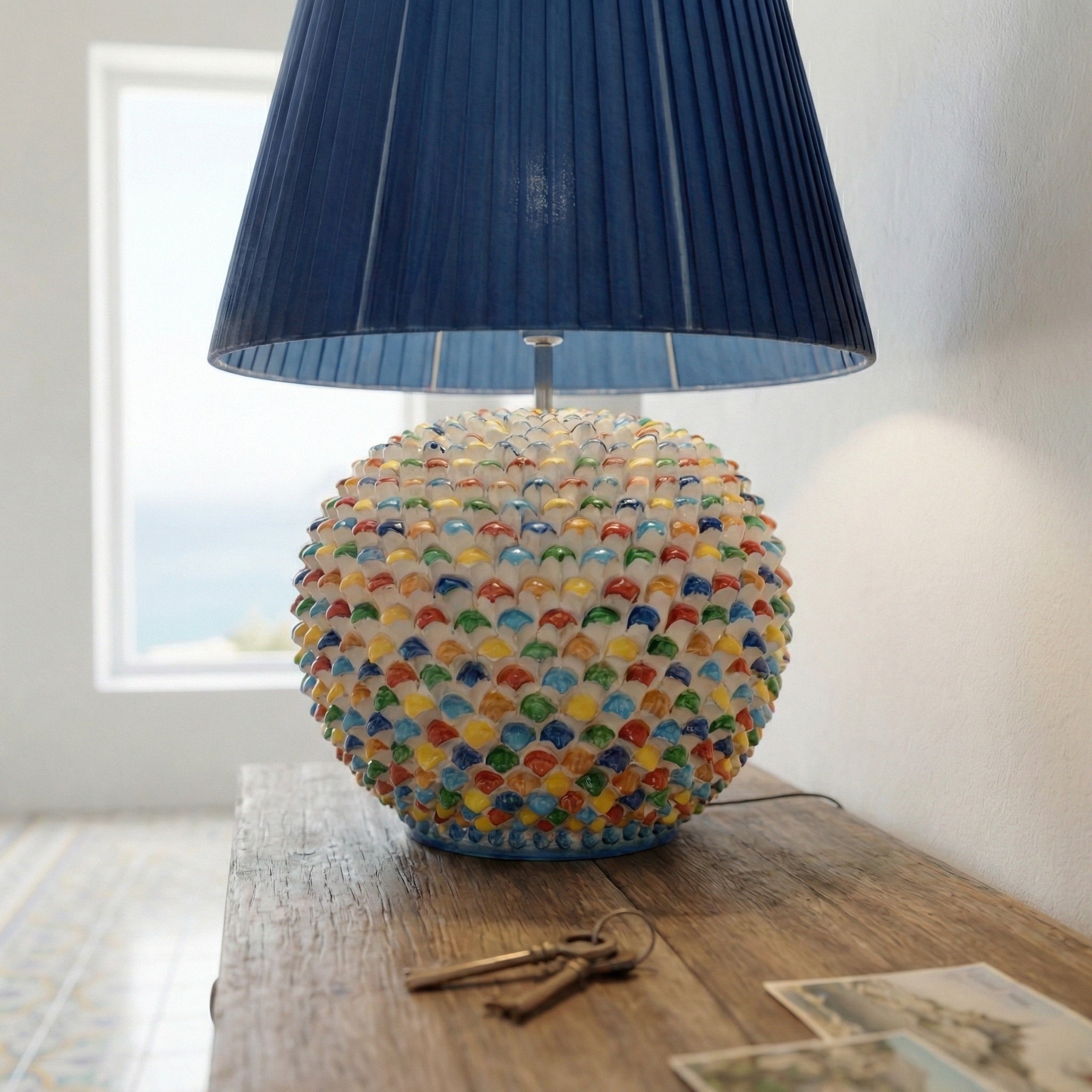 Italian Ceramic Lamp H 60 cm / 23.6" – Caltagirone Ceramic – Italian ceramic lamp tradition