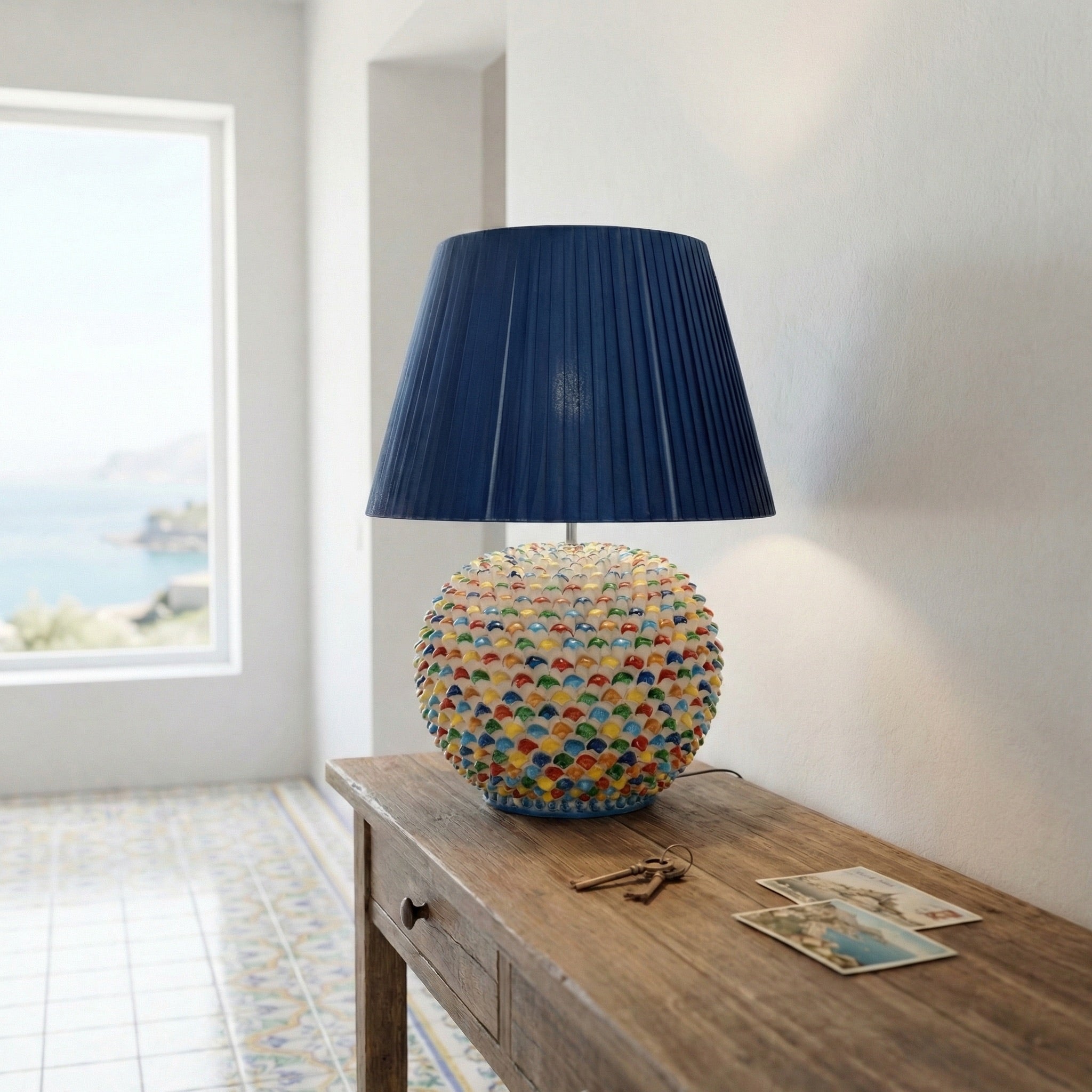 Italian Ceramic Lamp H 60 cm / 23.6" – Caltagirone Ceramic – Italian ceramic lamp tradition