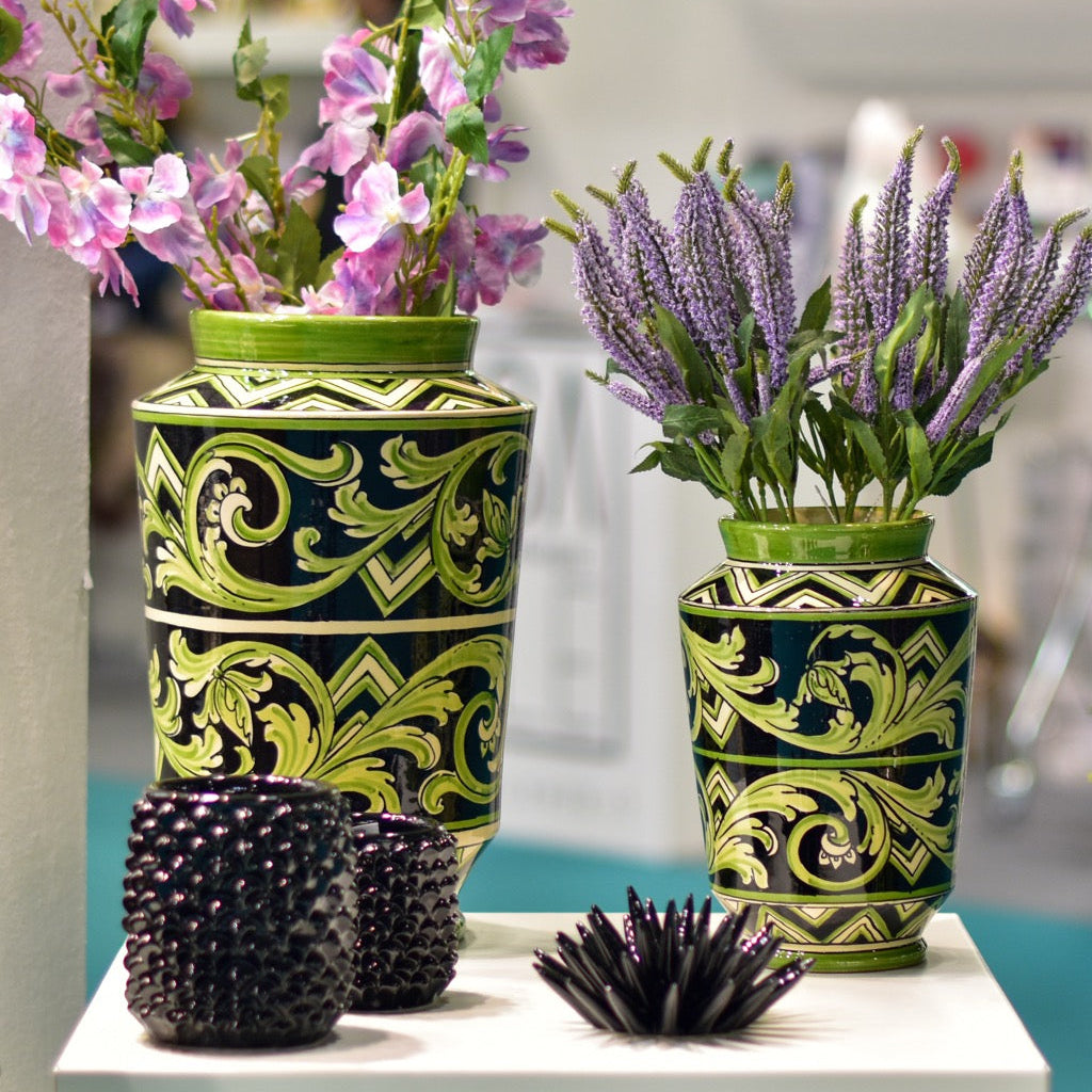 Italian Ceramic Vase, Linea Parigi – Sicilian majolica handcrafted in Caltagirone