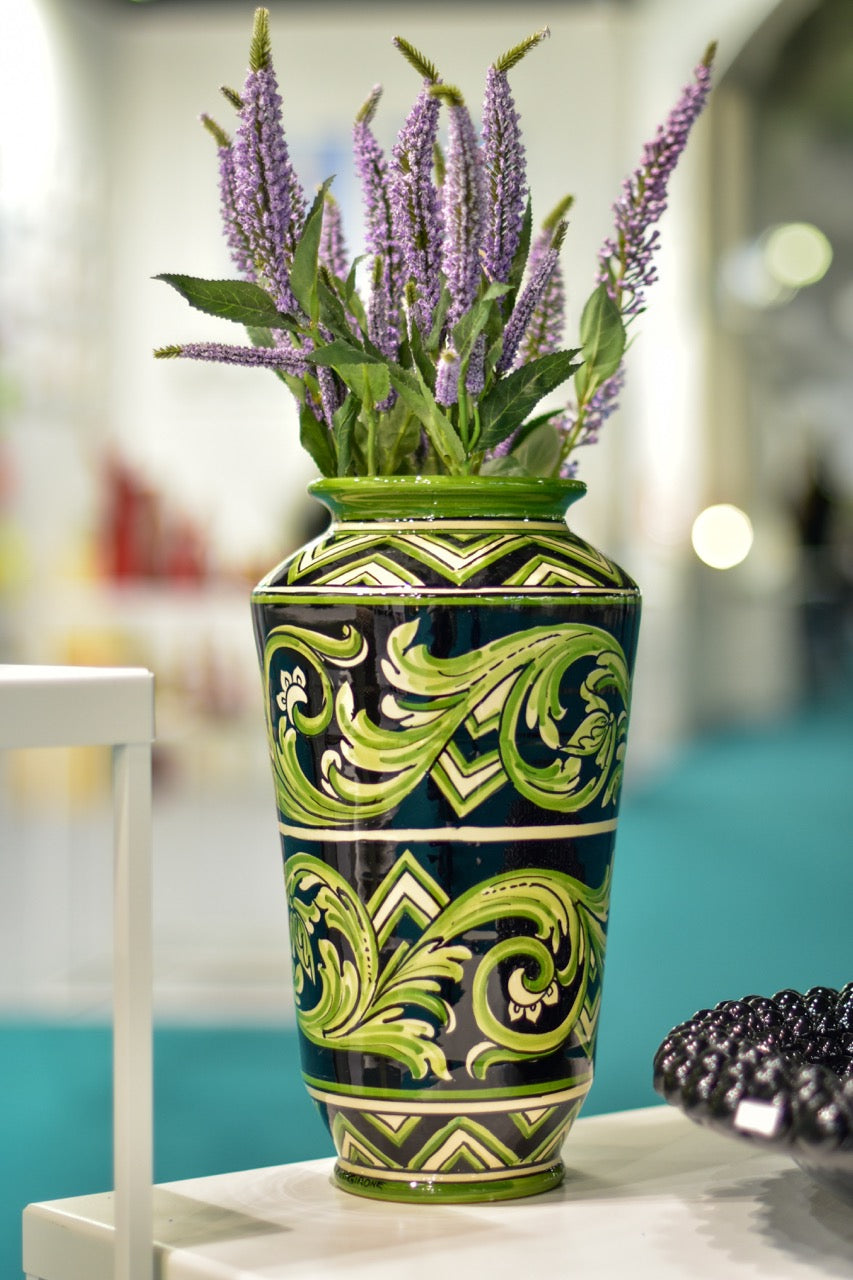 Italian Ceramic Vase, Linea Parigi – Sicilian majolica handcrafted in Caltagirone