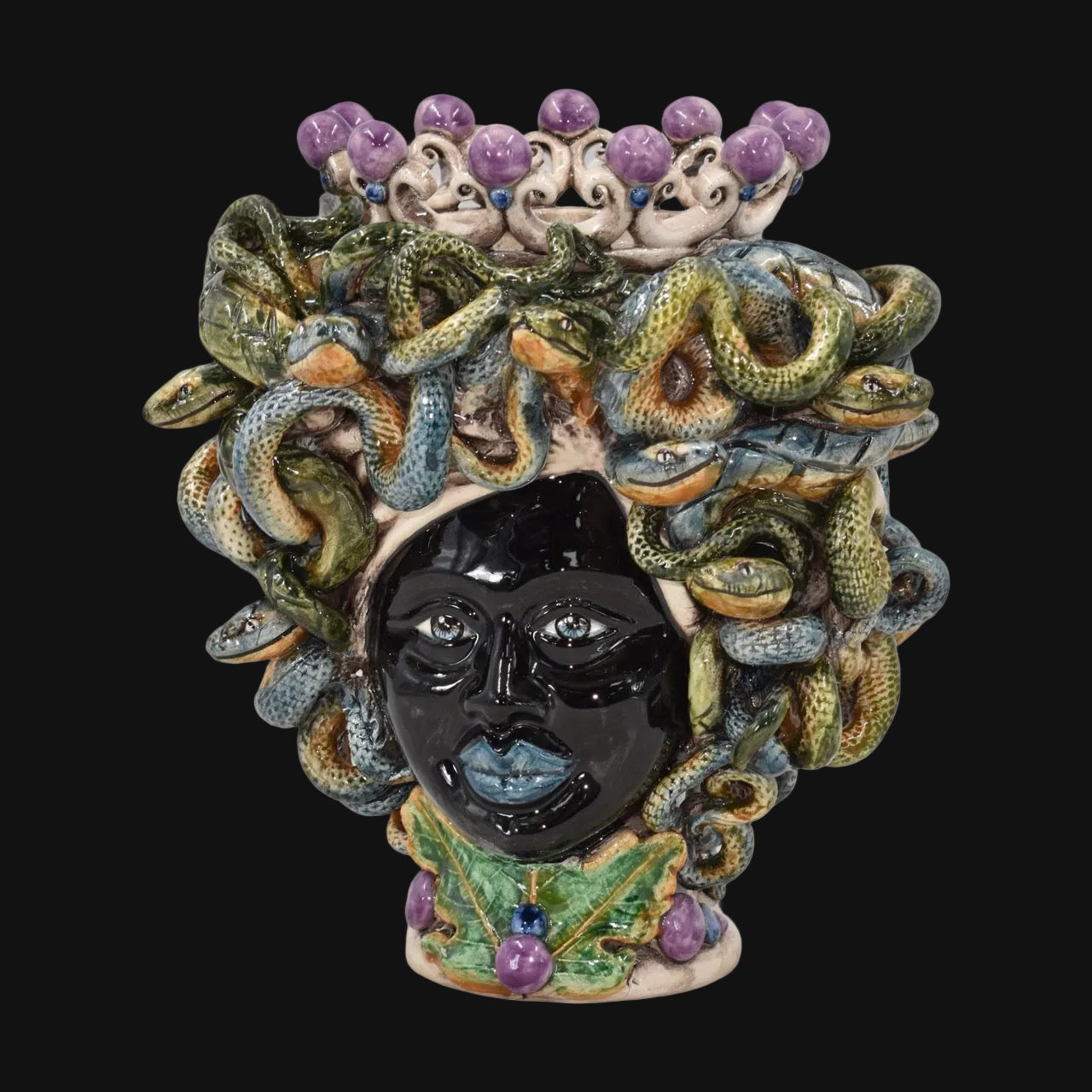 Medusa Head Vase H 20 cm / 7.9" – Testa di Moro from Caltagirone, Sicily