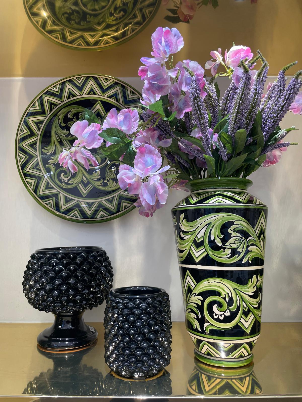 Italian Ceramic Vase, Linea Parigi – Sicilian majolica handcrafted in Caltagirone