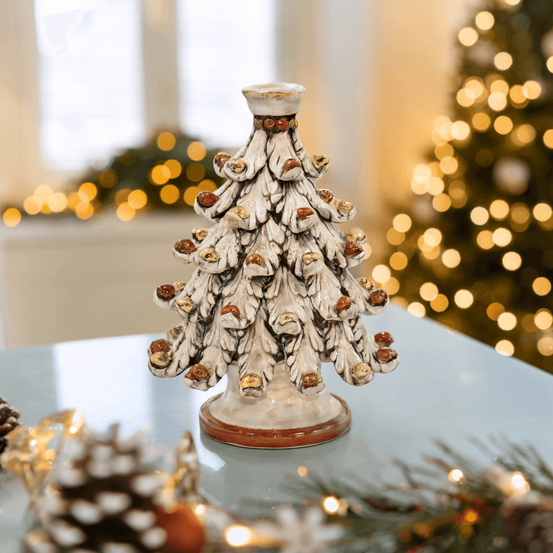 Sicilian Ceramic Christmas Tree, Mother of Pearl – Italian ceramic from Caltagirone, Sicily