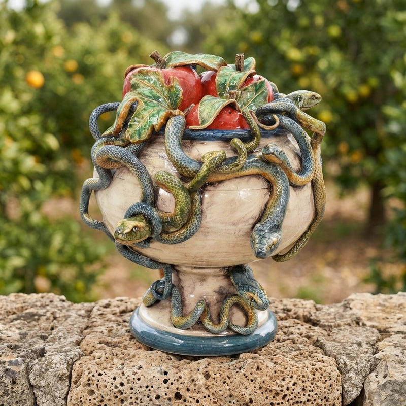 Sicilian Ceramic Cake Stand H 26 cm / 10.2" – Italian ceramic from Caltagirone, Sicily