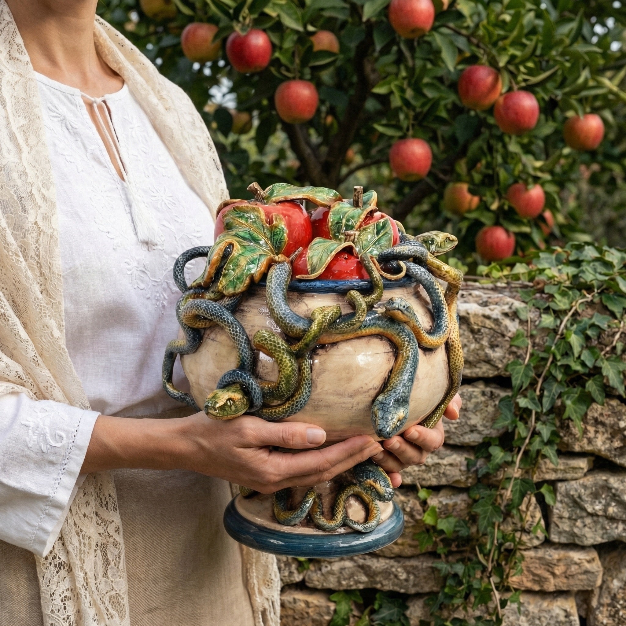 Sicilian Ceramic Cake Stand H 26 cm / 10.2" – Italian ceramic from Caltagirone, Sicily
