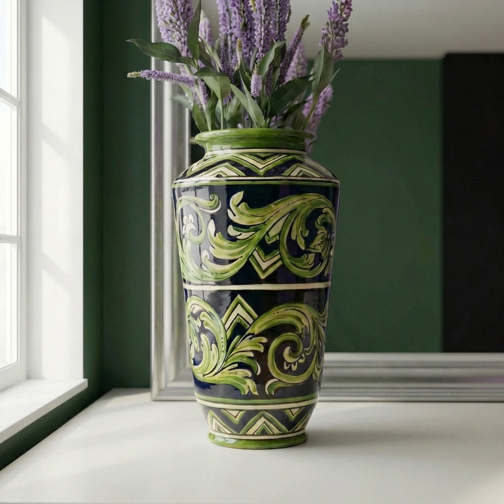Italian Ceramic Vase, Linea Parigi – Sicilian majolica handcrafted in Caltagirone