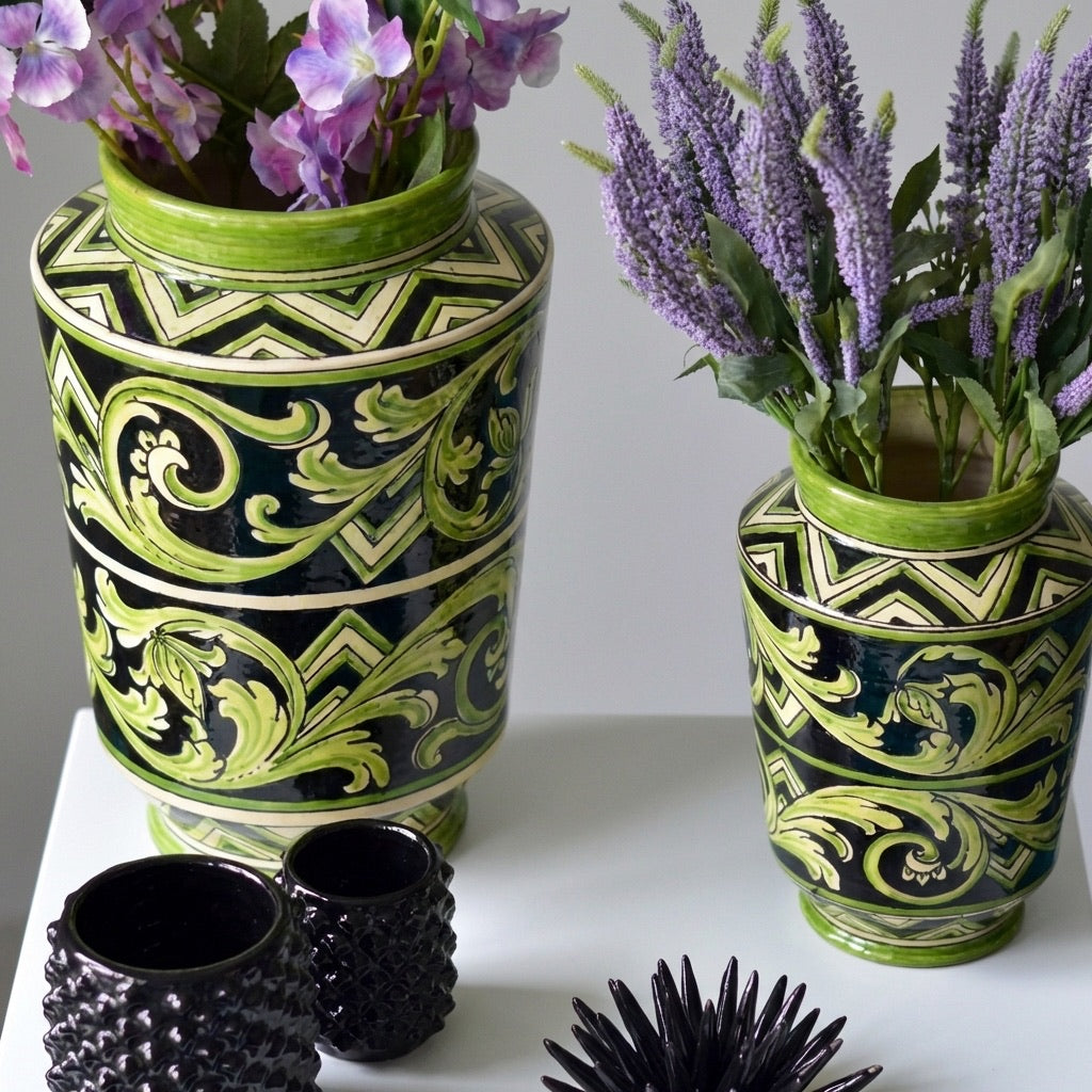 Italian Ceramic Vase, Linea Parigi – Sicilian majolica handcrafted in Caltagirone
