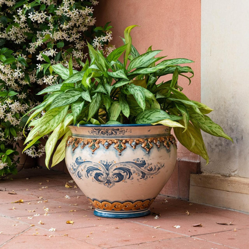 Italian Decorative Cachepot, Plastico Sofia, Tricolore – Caltagirone Ceramic – Sicilian artisan tradition