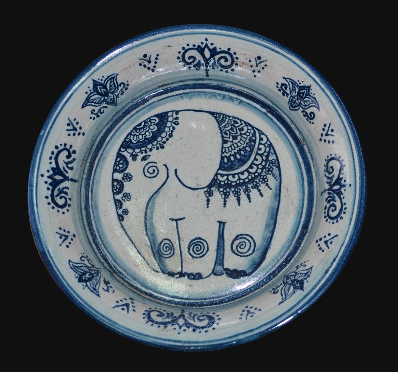 Fangotto Decoro Elefante mono blu in ceramica di Caltagirone - Ceramiche di Caltagirone Sofia