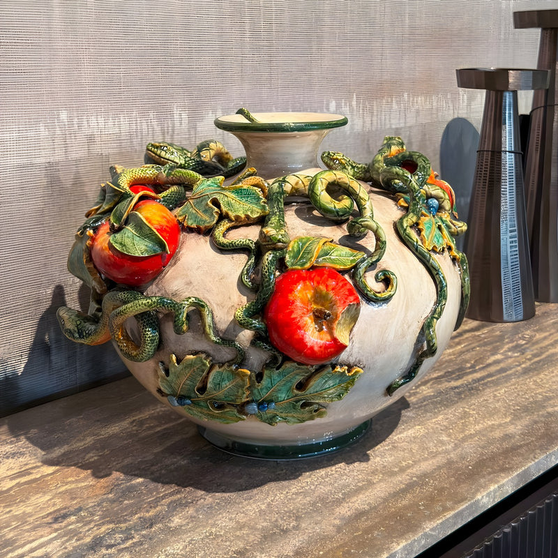 Italian Ceramic Vase, Mother of Pearl – Italian ceramic from Caltagirone, Sicily