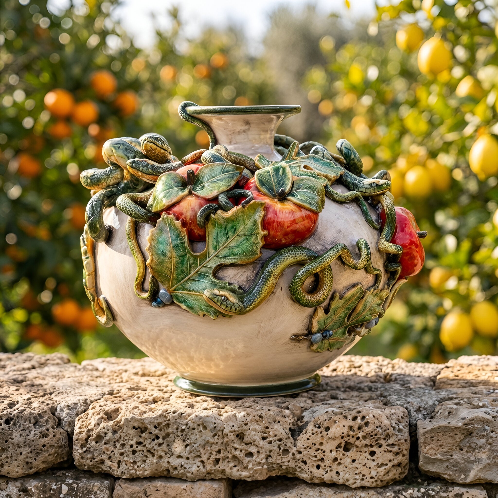 Italian Ceramic Vase, Mother of Pearl – Italian ceramic from Caltagirone, Sicily