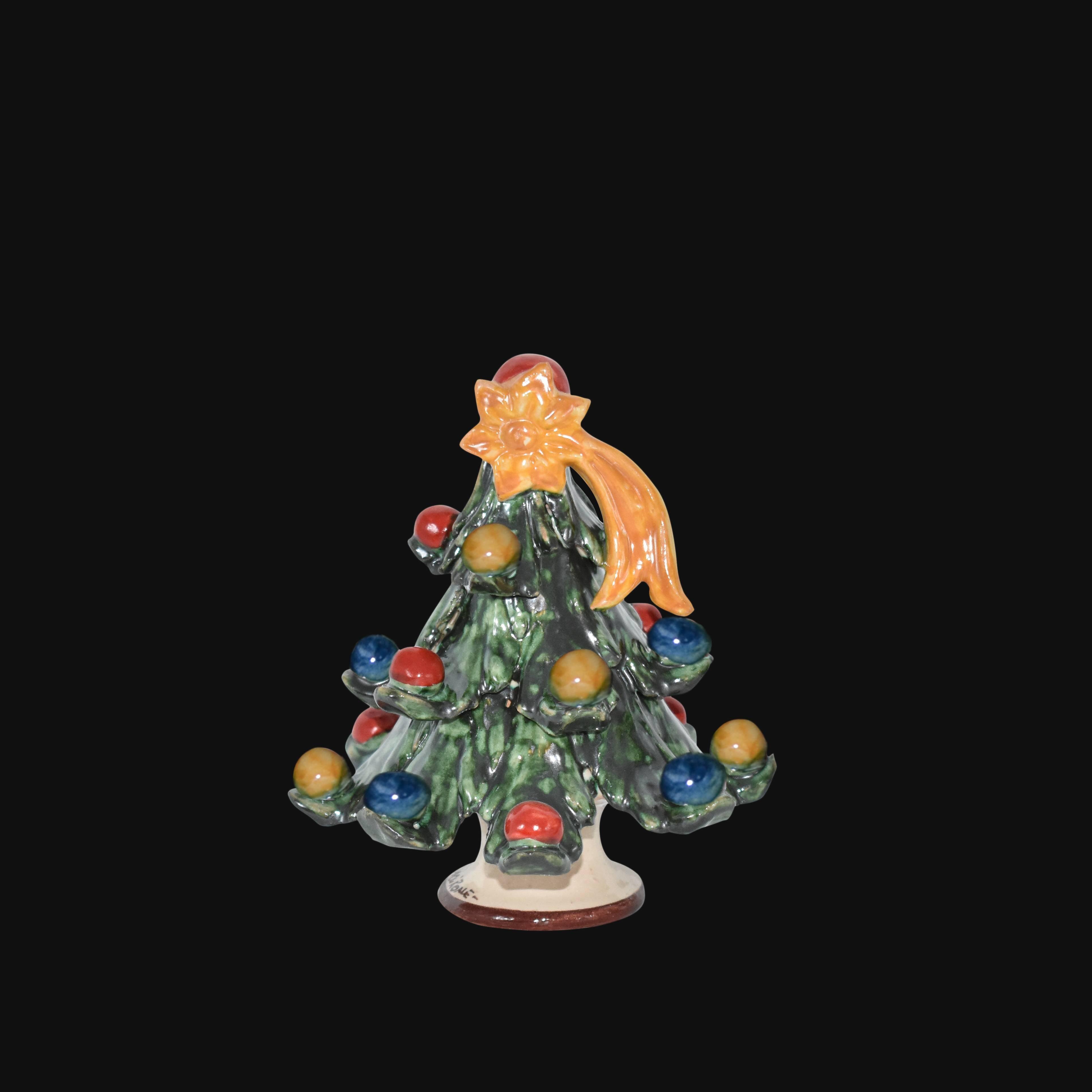 Albero di Natale in ceramica di Caltagirone fatto a mano con palle colorate e stella dorata