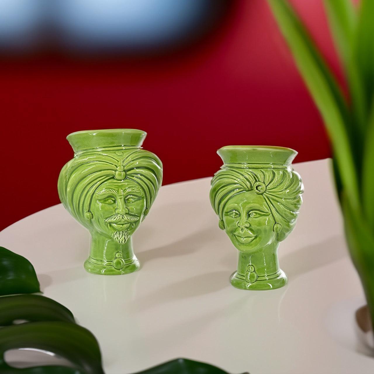 Testa h 16 tuareg Verde Foglia uomo - Ceramiche di Caltagirone Sofia
